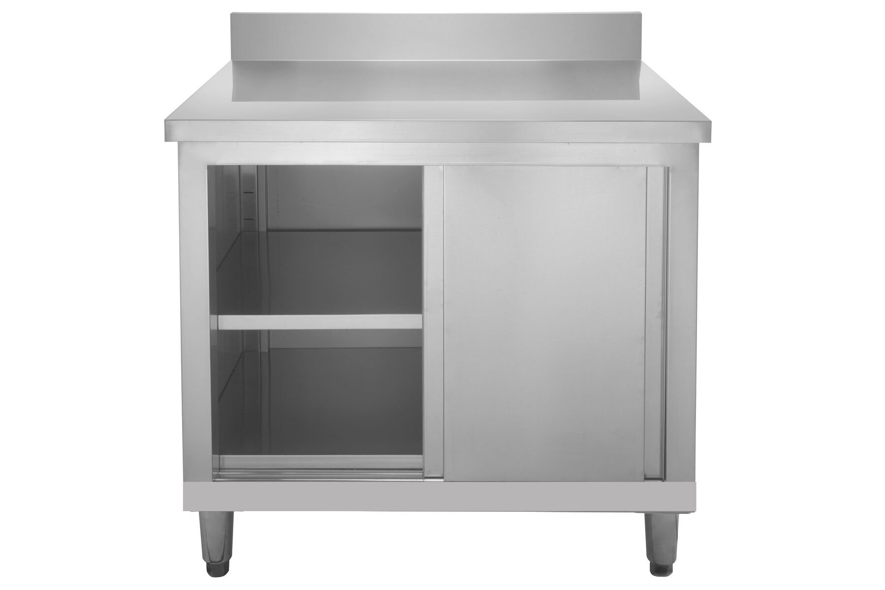 GastroHero Hochschrank Arbeitsschrank ASSB106A Aufkantung mm Edelstahl Schrank mit Stauraum K