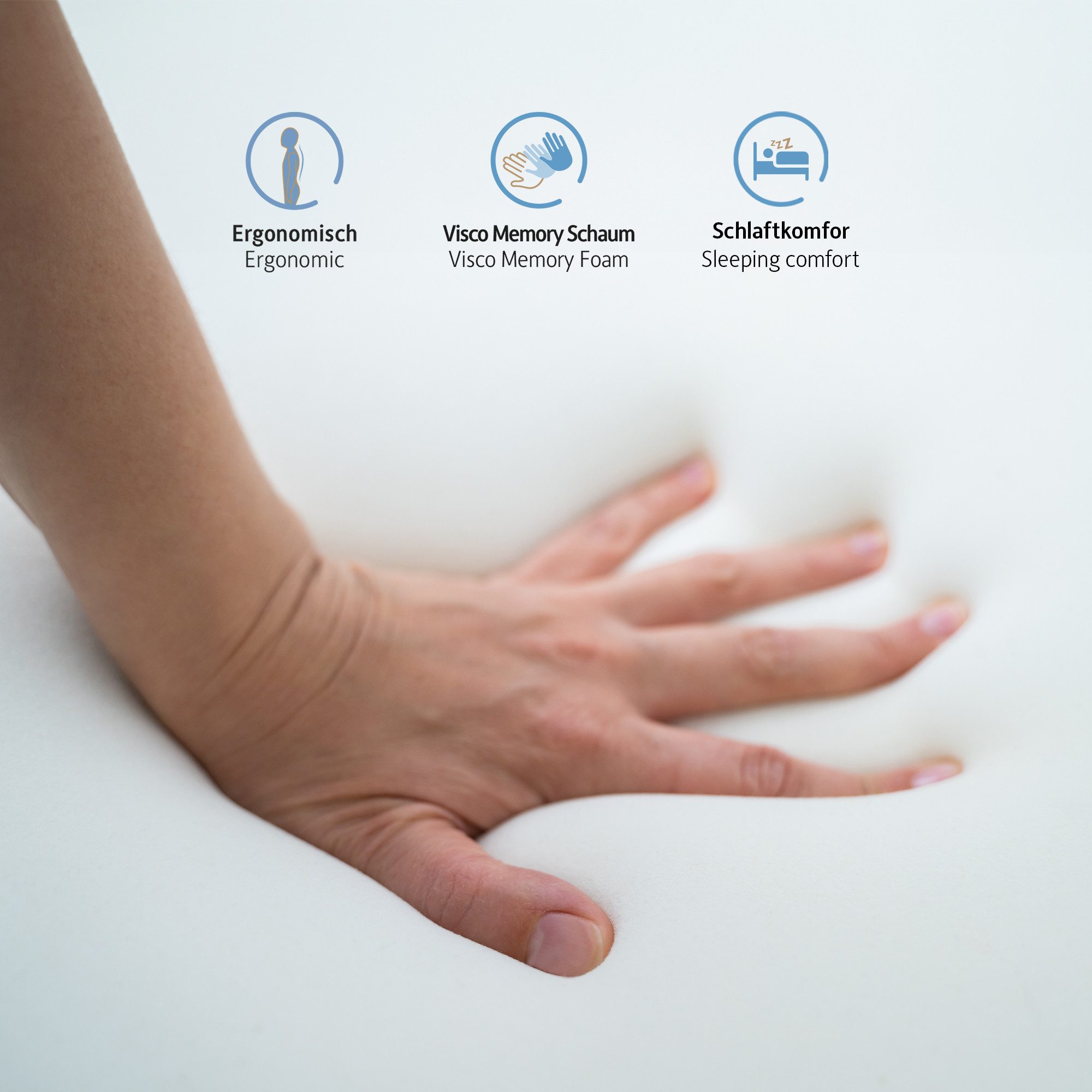 Komfortec Nackenstützkissen aus Memory Foam, Orthopädisches Kopfkissen, Füllung: 100% Visco-Memory Schaum, Seitenschläfer, Rückenschläfer, Bauchschläfer, Kopfki – Bild 3 von 5