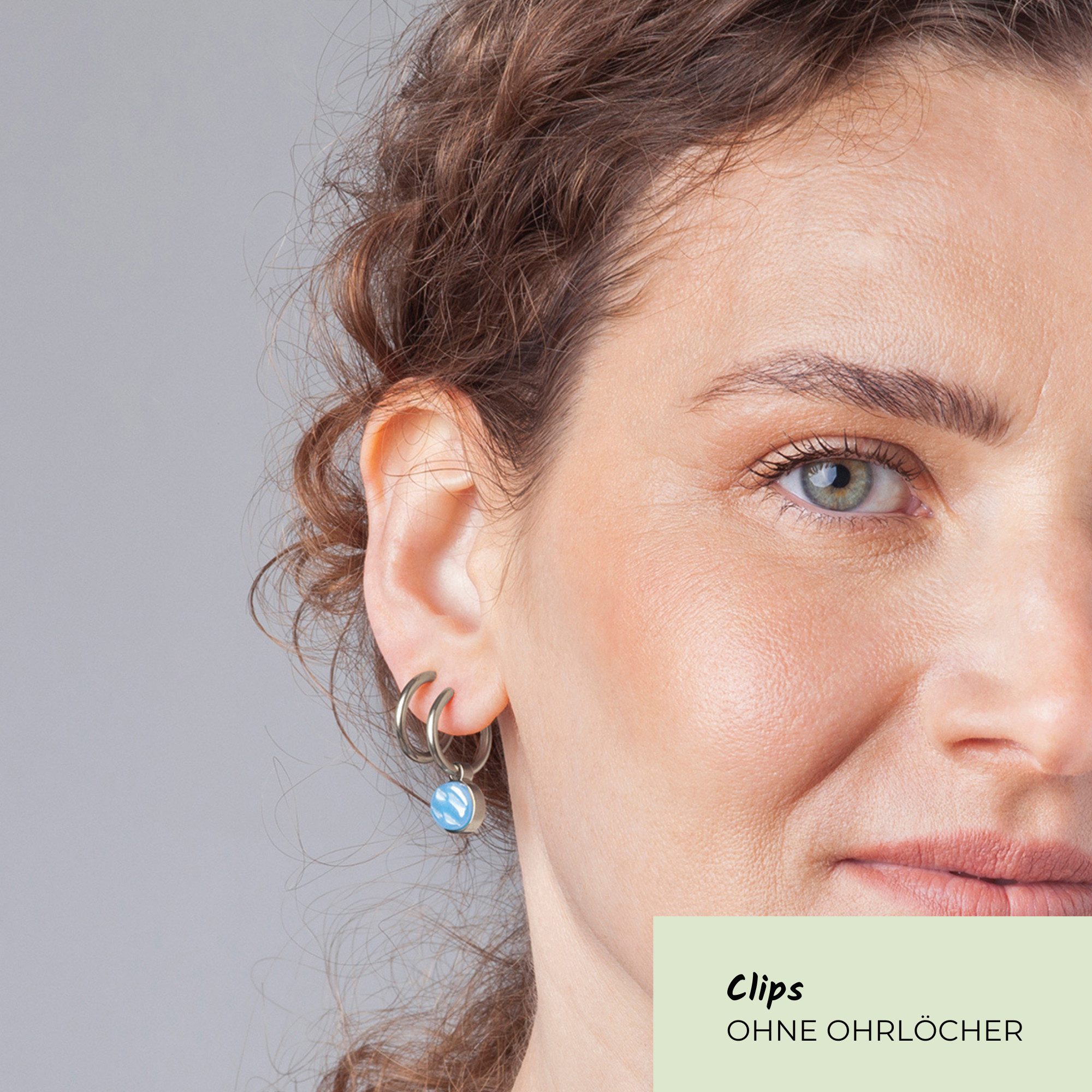 ALEXASCHA Paar Ohrclips Clip Creolen mit Einhänger • Mix & Match Ohrringe ohne Ohrloch • 18mm