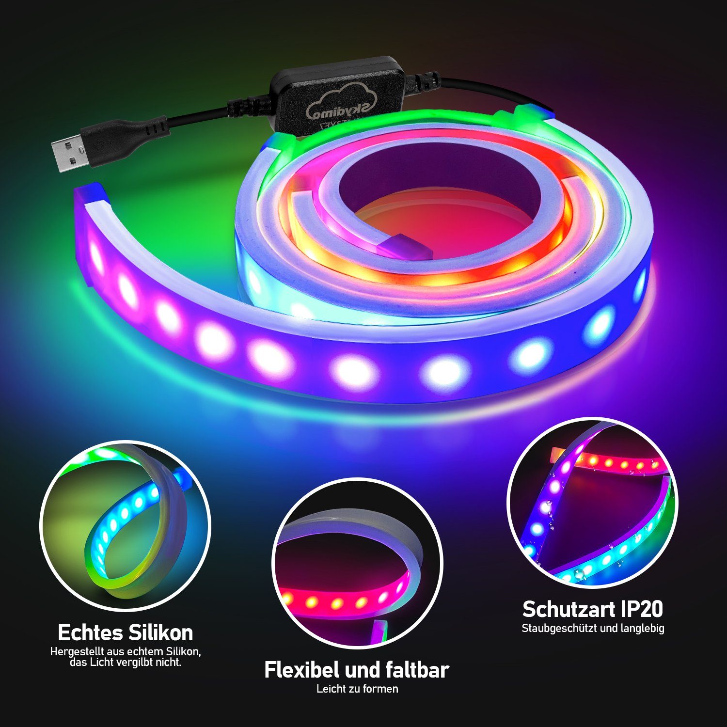 LED-Lichterkette Stripe LichtBand USB LED Beleuchtung 5050SMD Streifen PC Gimisgu Backlight TV