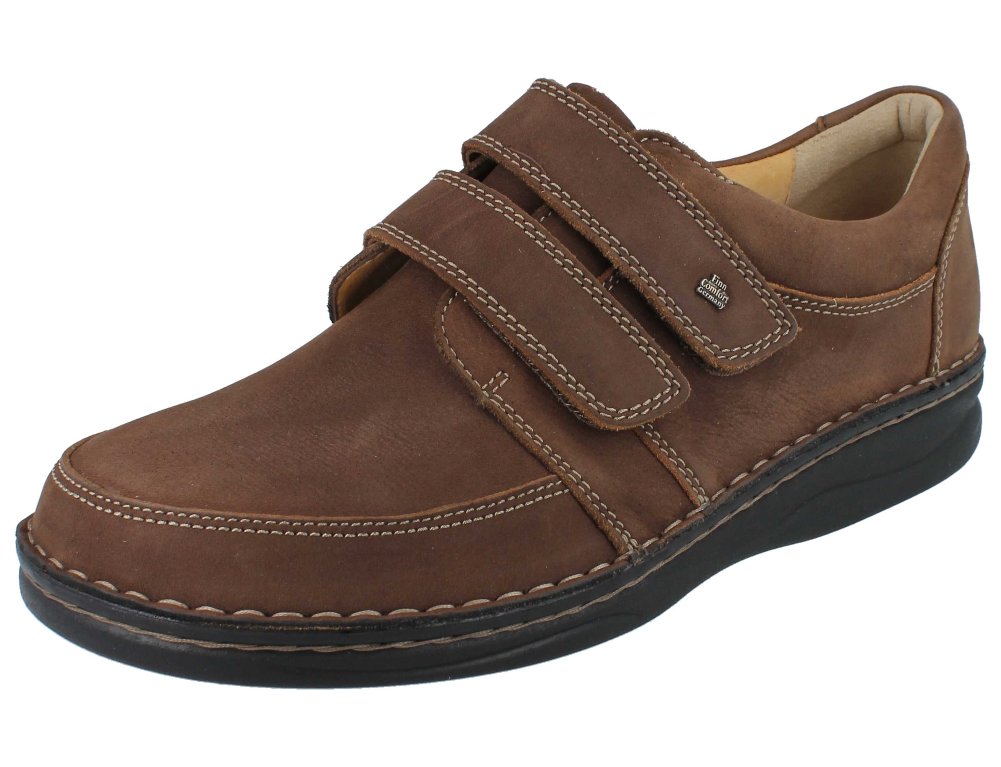 Finn Comfort FINN COMFORT Wicklow Herren Kletthalbschuhe braun Nubukleder - Größe: Schnürschuh Wechselfußbett