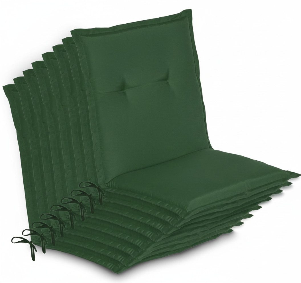 Beautissu Sitzauflage 8er Set Niedriglehner Auflage Loft NL, 100x50x6cm, Dunkelgrün, Sitzkissen Niederlehner Rückenkissen Stuhlkissen Schaumkern Füllung