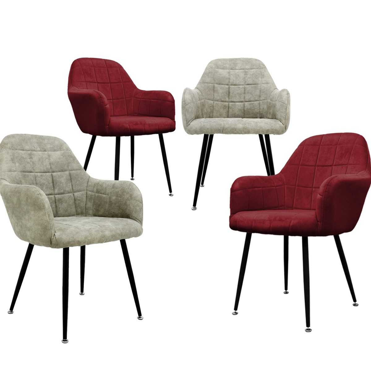 ML-DESIGN Stuhl Esszimmerstuhl ergonomisch & gepolstert Esstischstuhl mit Rückenlehne (4 St), Wohnzimmerstuhl Olive-Boredeaux PU-Kunstleder Sitzfläche Polsterstuhl