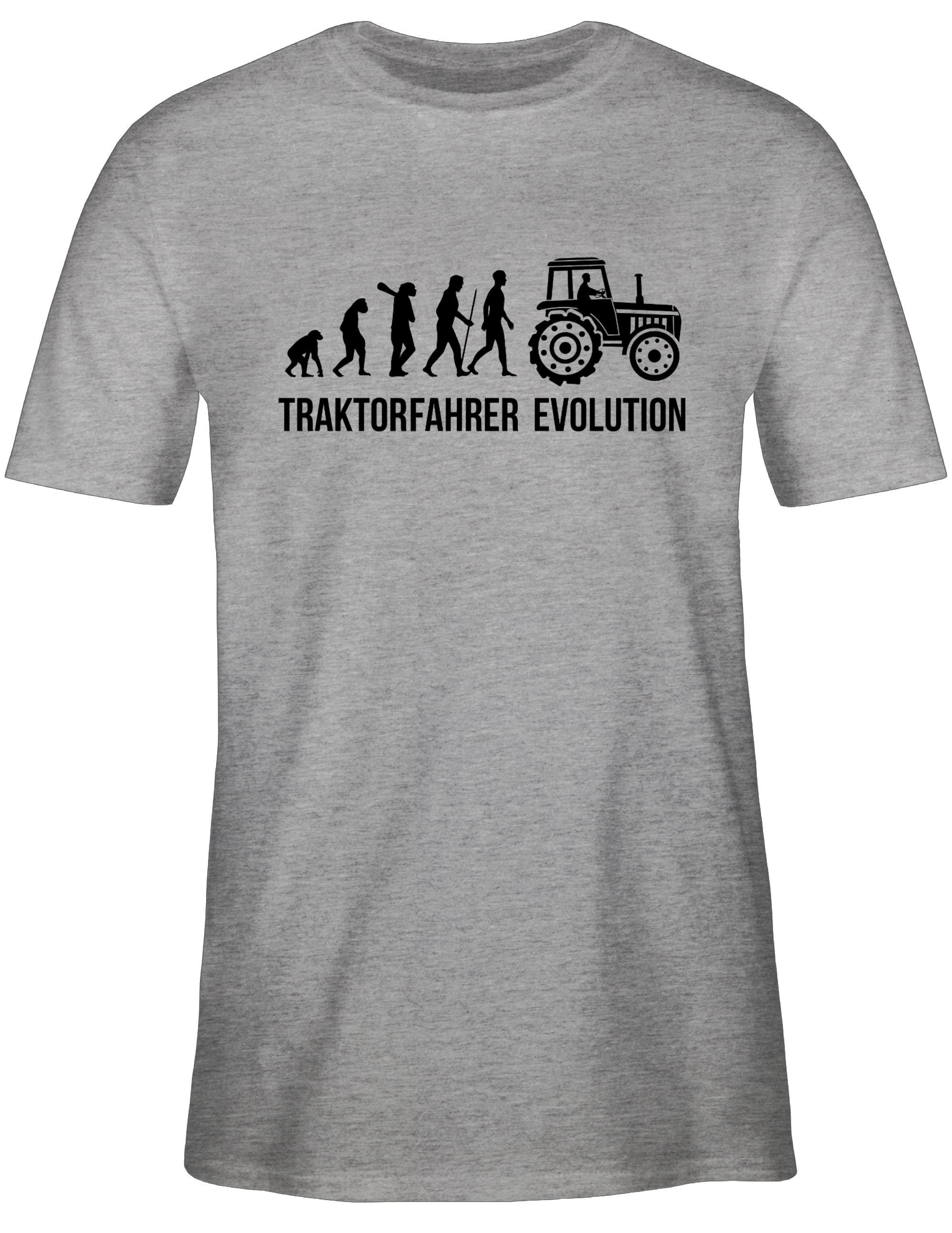 Shirtracer Grau T-Shirt Evolution meliert Traktor Landwirt 3