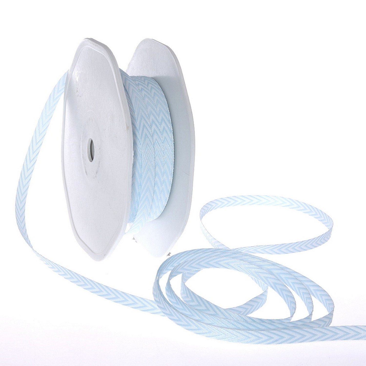 Deko AS Dekoobjekt Dekoband mit Fischgrätmuster - 6mm - 25m - 71 Farbe Hellblau 18510-6-