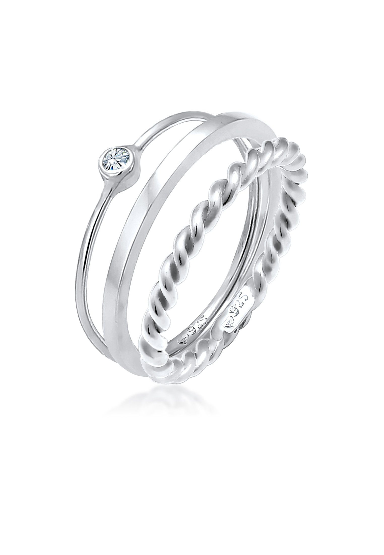 Elli Schmuckset Damen – Halskette & Ohrstecker Mit Kristallen, 925 Sterling Silber Rosé Vergoldet