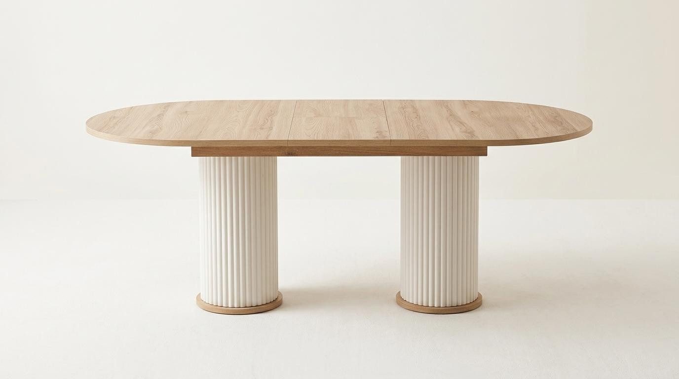 JVmoebel Beistelltisch Tisch Stil modern Farbe beige neu bequem Wohnzimmer oval ausklappbar, Made in Europa