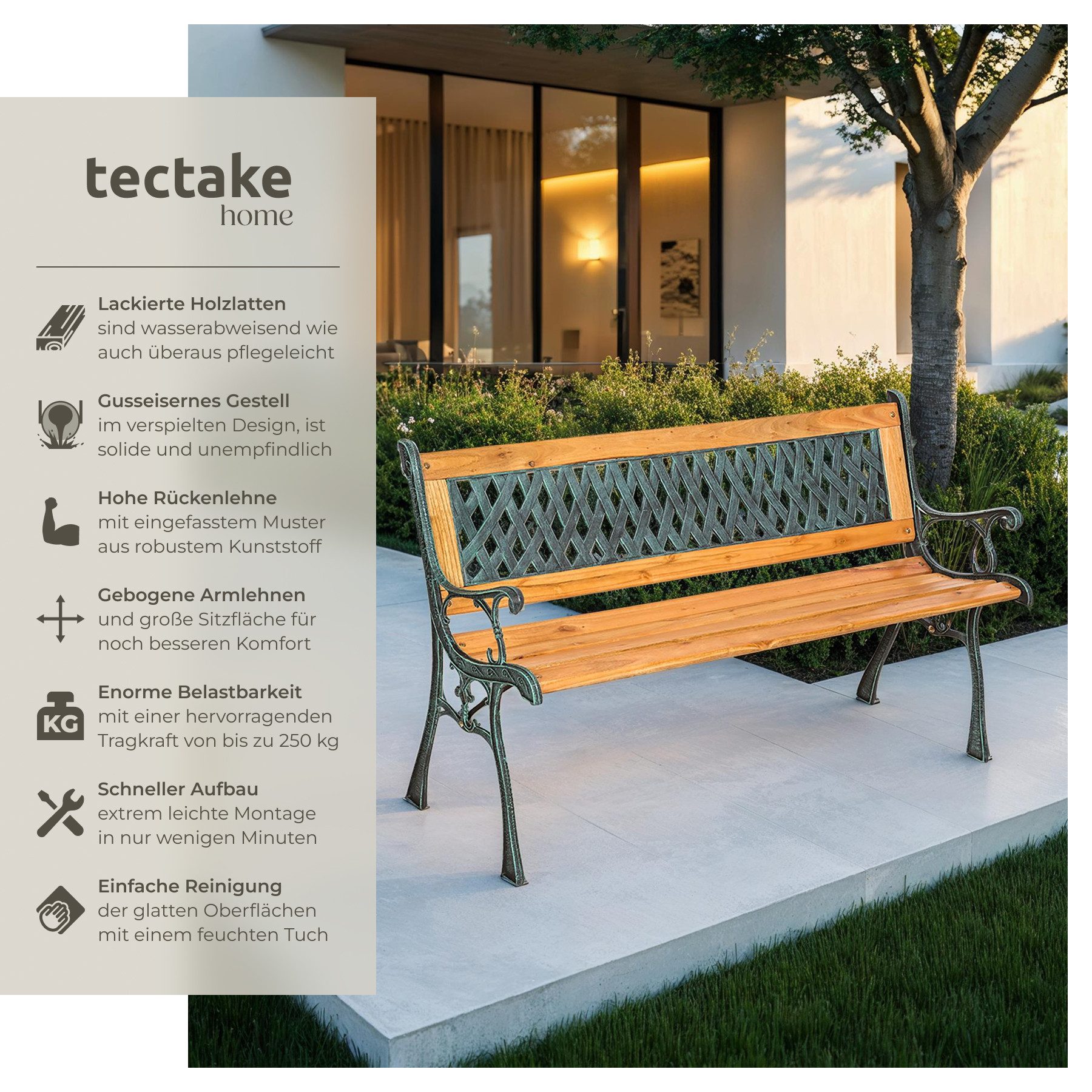 tectake Gartenbank Sitzbank Tamara 2-Sitzer aus günstig online kaufen