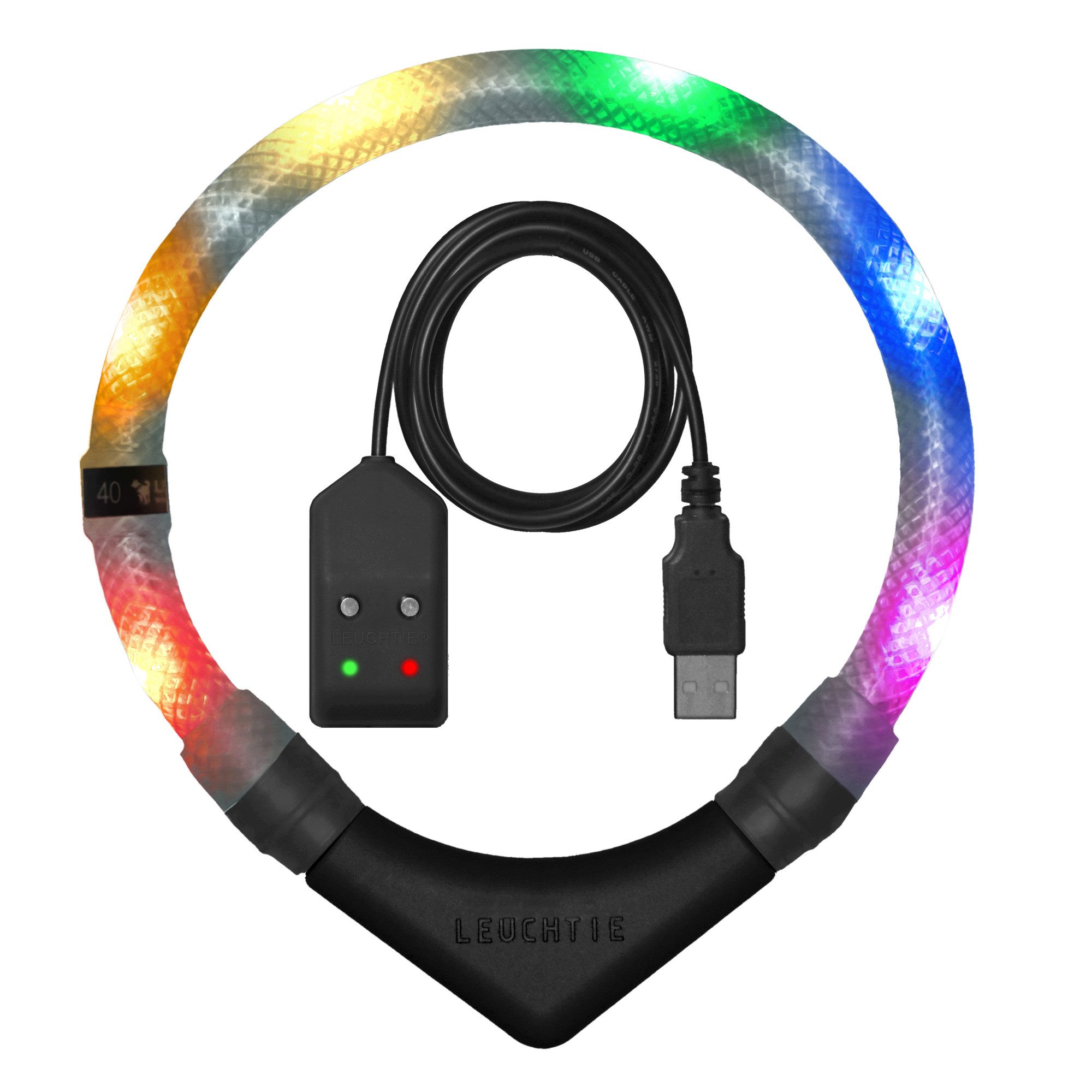 LEUCHTIE Leuchthalsband LEUCHTIE Easy Charge Bewegungssensor Pride 42,5, LED-Halsband für Hunde – USB-aufladbar, wasserdicht, konstant hell