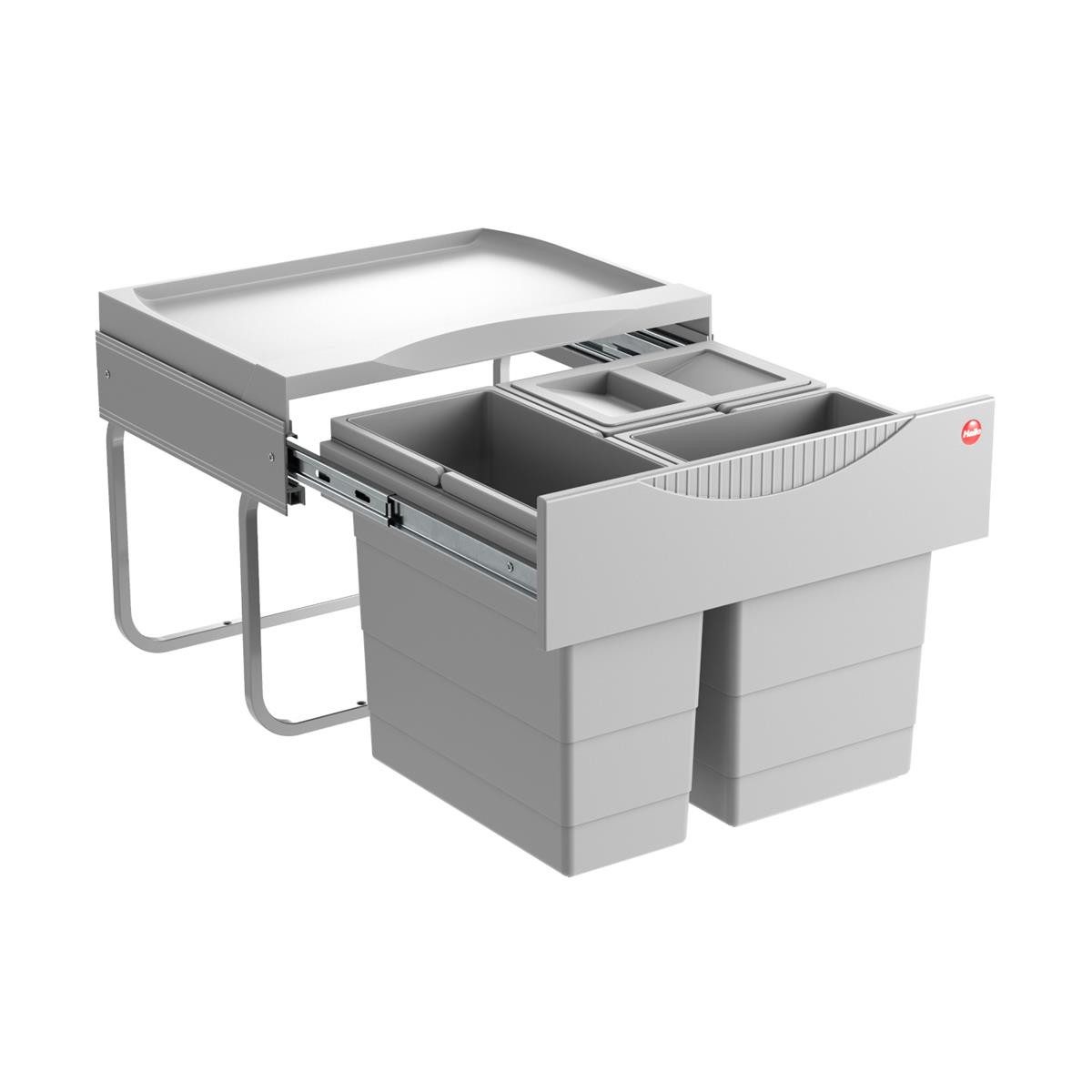 Hailo Einbaumülleimer Hailo Raumspar Tandem 3644731 Abfallsammler 28 Liter 12/8/8 L, 3644731 3fach für Schrankbreite ab 500 mm mit Drehtür