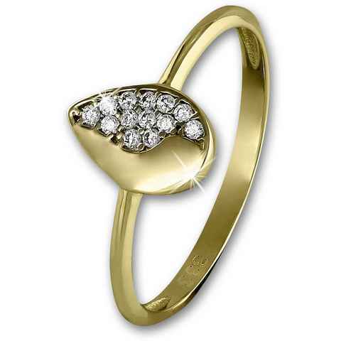 GoldDream Goldring GDR506YX GoldDream Gelbgold Damenring Blatt 8Kt (Fingerring), Damen Ring Blatt aus 333 Gelbgold - 8 Karat, Farbe: gold, weiß