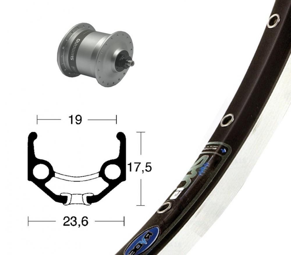 BikeParts Laufrad Bike-Parts Laufrad, Vorderrad 28x1.75 Nabendynamo DH-C3003 silber Schne
