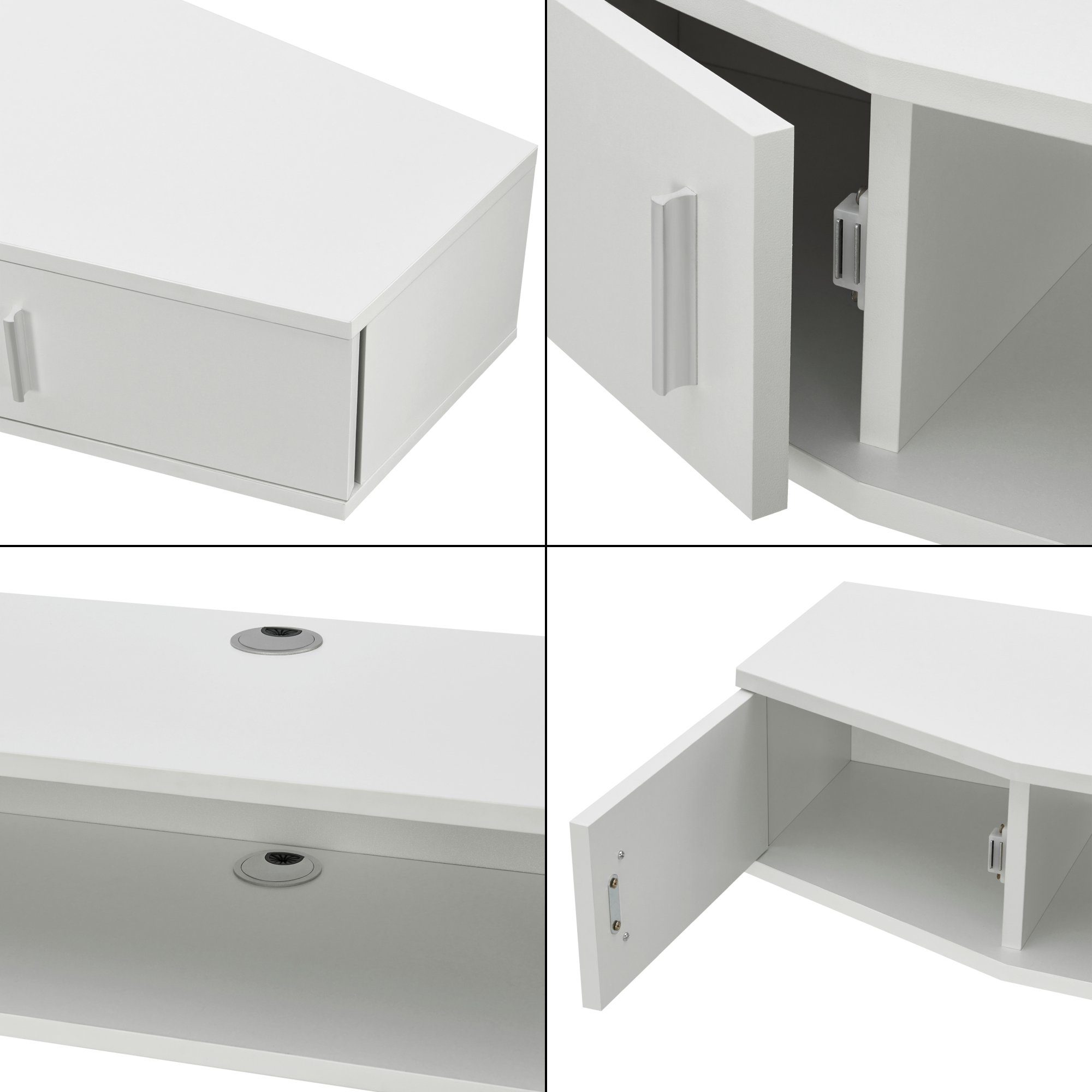 en.casa TV-Regal, »Tørring« mit 2 Türen 110x30x17,5 cm Weiß