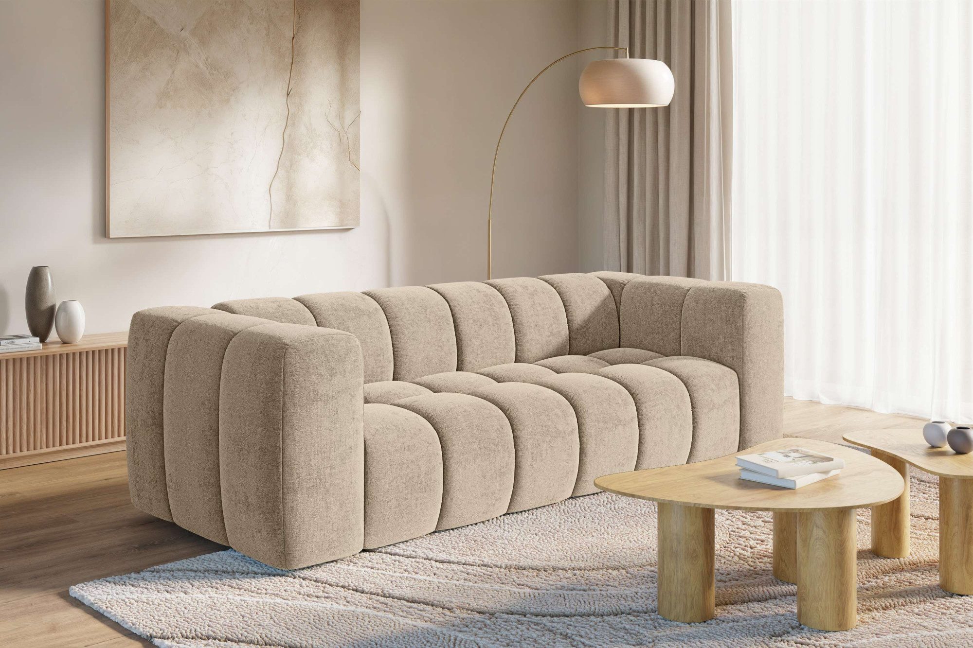 homsy by Ana Johnson Big-Sofa »L« BOUBELLE Design-Sofa mit Steppung, Bubble-Optik, Breite 246 cm, 4-Sitzer mit Wellenunterfederung, L Sitztiefe 63 cm