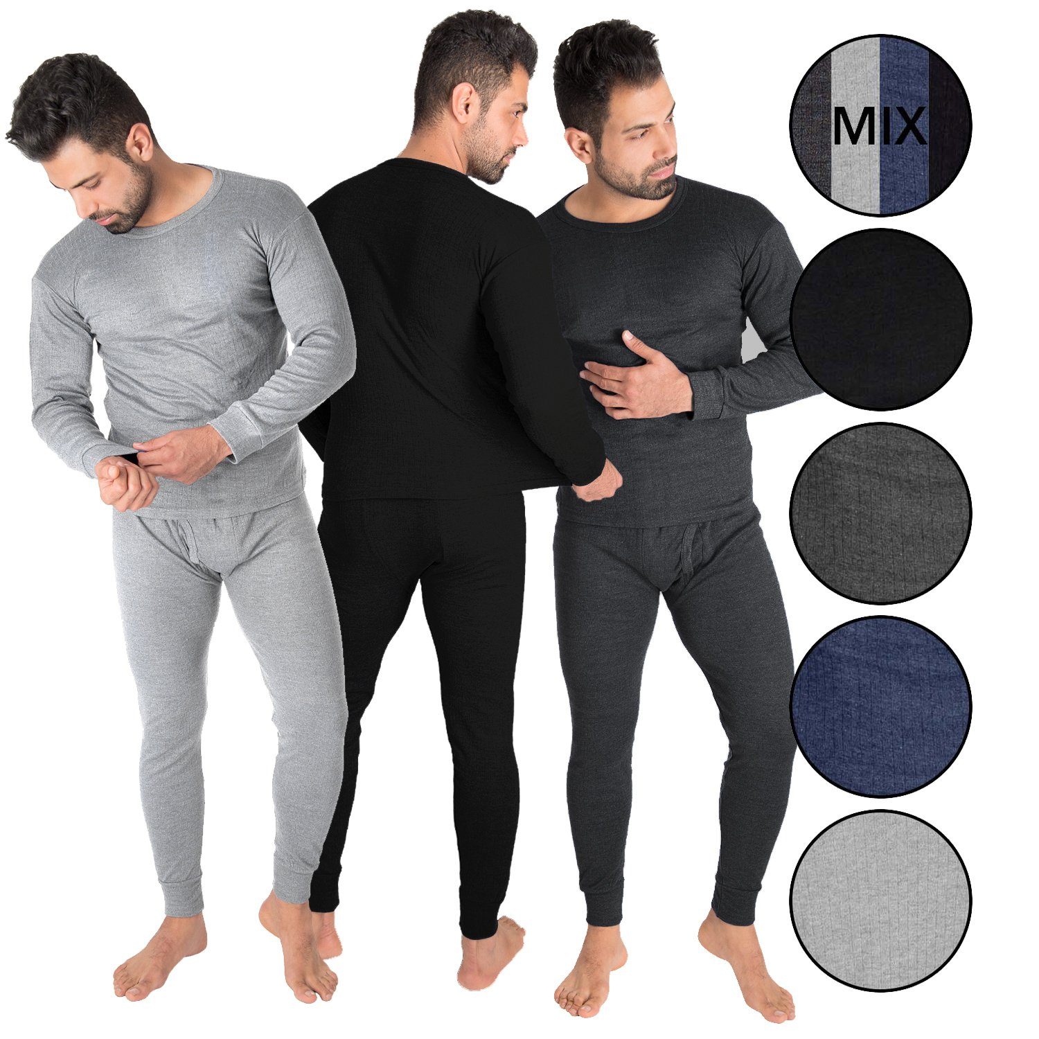 Anthrazit/Grau/Schwarz Thermounterhemd cushy Unterhose 3-St) Black 3x Unterhemd (Set, Set Thermounterwäsche + Snake