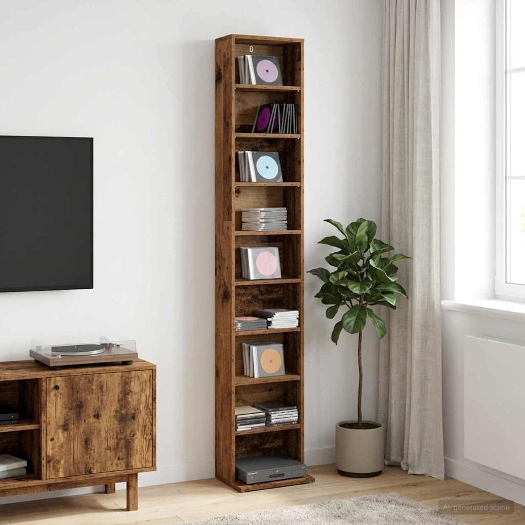 vidaXL Schranksystem CD Regal Altholz 33 x 23,5 x 175 cm Holzwerkstoff (1-St)