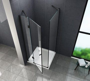 Home Systeme Eckdusche STUTTGART (schwarz) Duschkabine Dusche Duschwand Duschtür Glas ESG, BxT: 90x90 cm