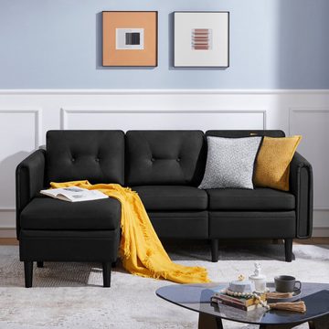 Yaheetech Sofa, 3-Sitzer Sofa mit Ottomane Modernes Ecksofa Schlafcouch