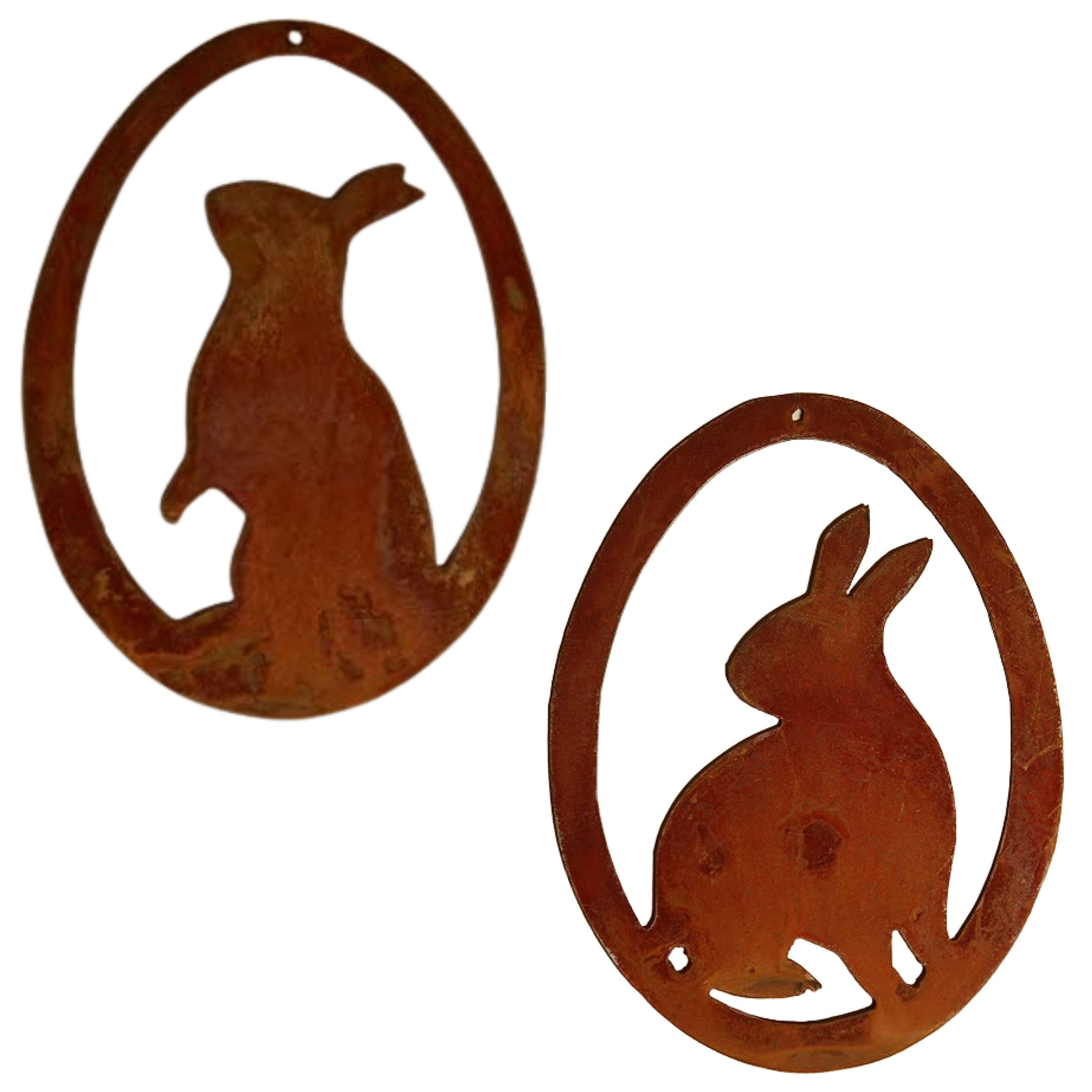 Osterfigur Hängedeko Osterei mit Hase Osterdeko Metall