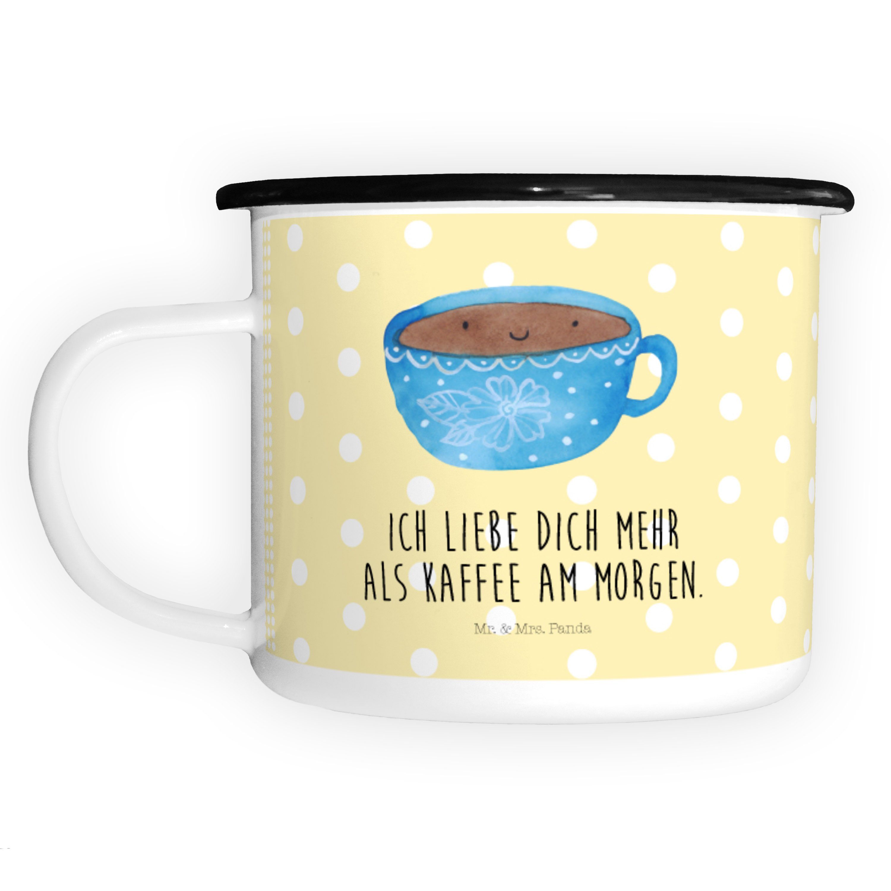 Mr. & Mrs. Panda Dekobecher Kaffee Tasse - Gelb Pastell - Geschenk, Genuss, Becher, Metalltasse, (1 St) | Deko-Objekte