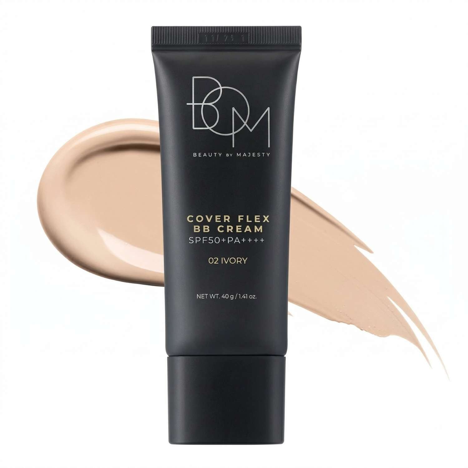 Beauty of Majesty BB-Creme Cover Flex BB Cream SPF50+ PA++++ 02 Ivory 40g – Koreanische BB Cream mit Sonnenschutz, Hyaluronsäure & nahtloser Deckkraft –, Vegan – K-Beauty Make-up