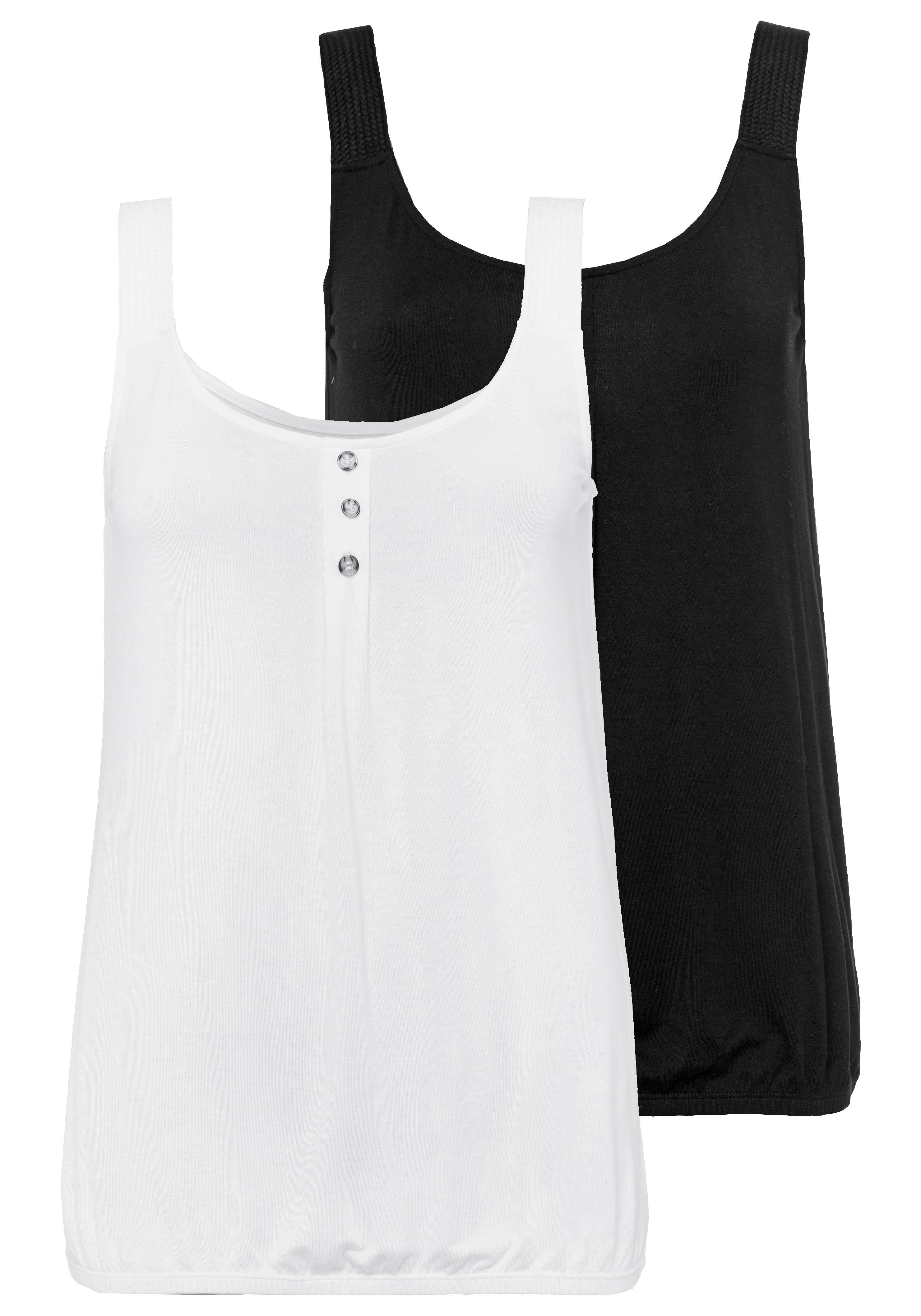 LASCANA Strandtop mit geflochtenen Trägern (2er-Pack) aus elastischer Viskose Jersey Qualität