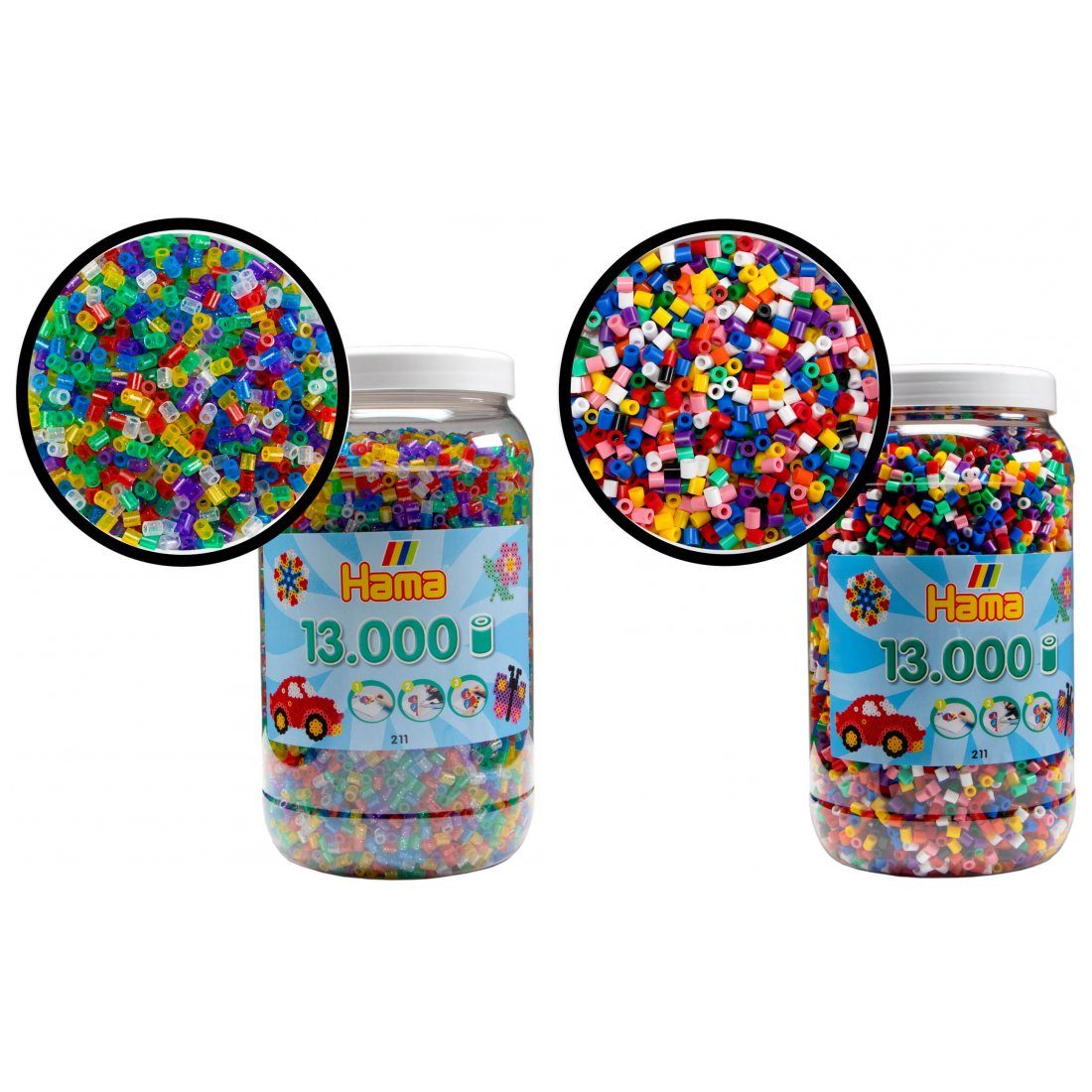 Bügelperlen HAMA 26.000 Bügelperlen Midi Glitter Farben + Vollton Mix