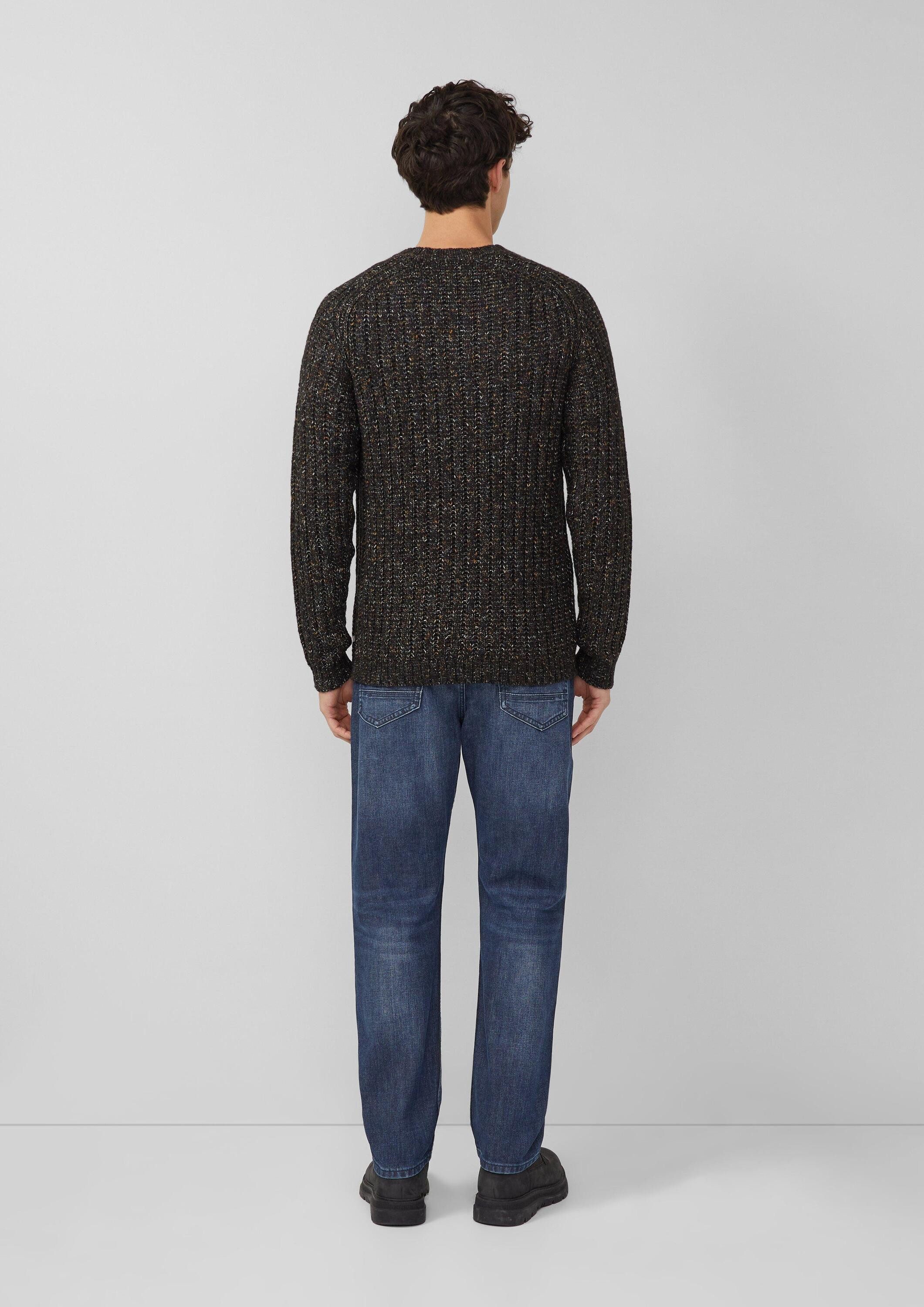 s.Oliver Longpullover Strickpullover Gerippter Multi-Colour-Strickpullover aus Baumwollmix