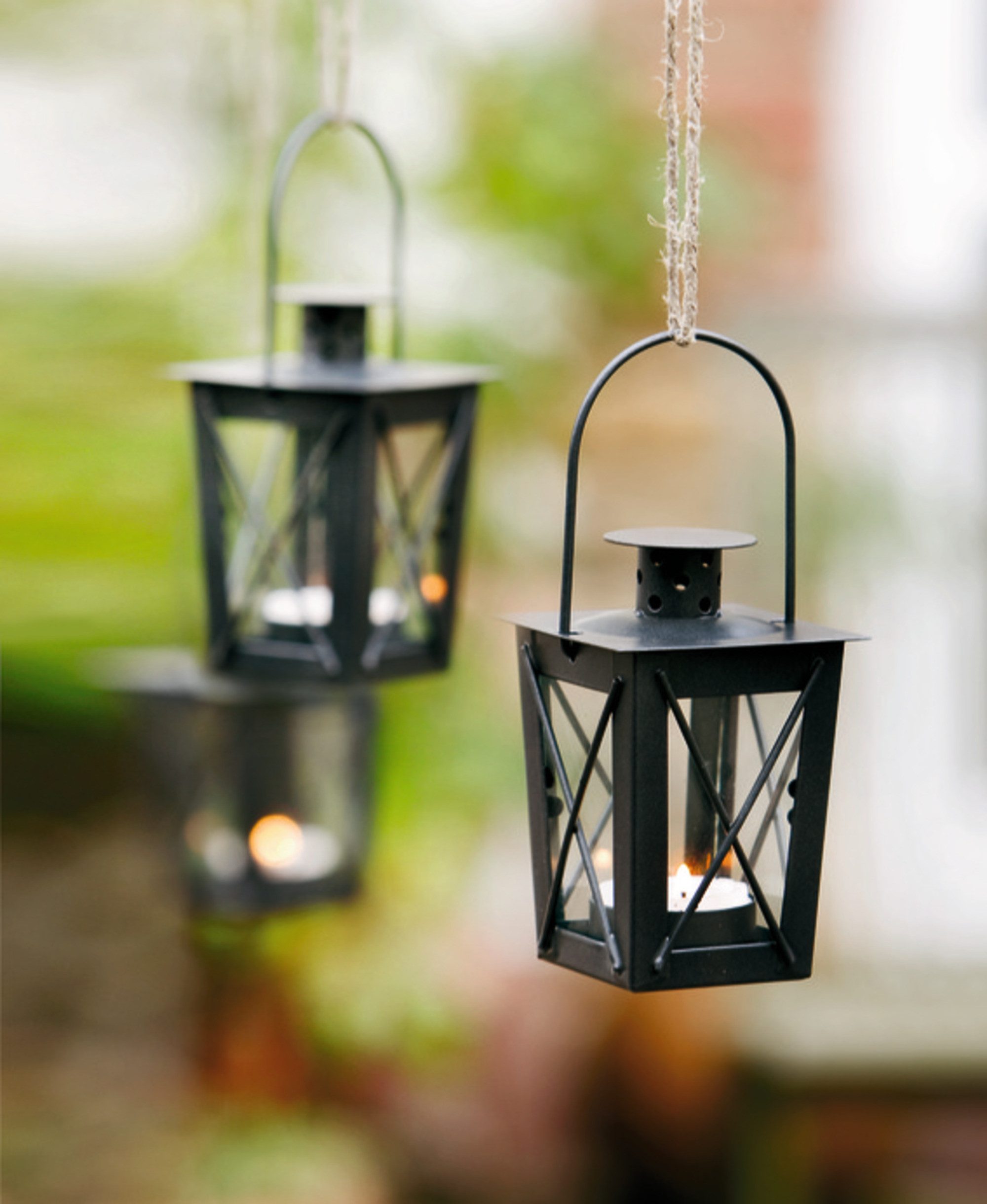 Frank Flechtwaren Windlicht, Mini-Laterne Metall 2er Set