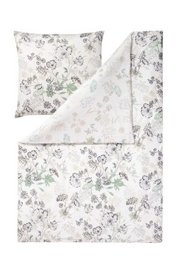 Bettwäsche Estella Bio Mako Satin Bettwäsche 155x220 Amora natur Blumen Wende, Estella, Bio Mako-Satin, 2 teilig