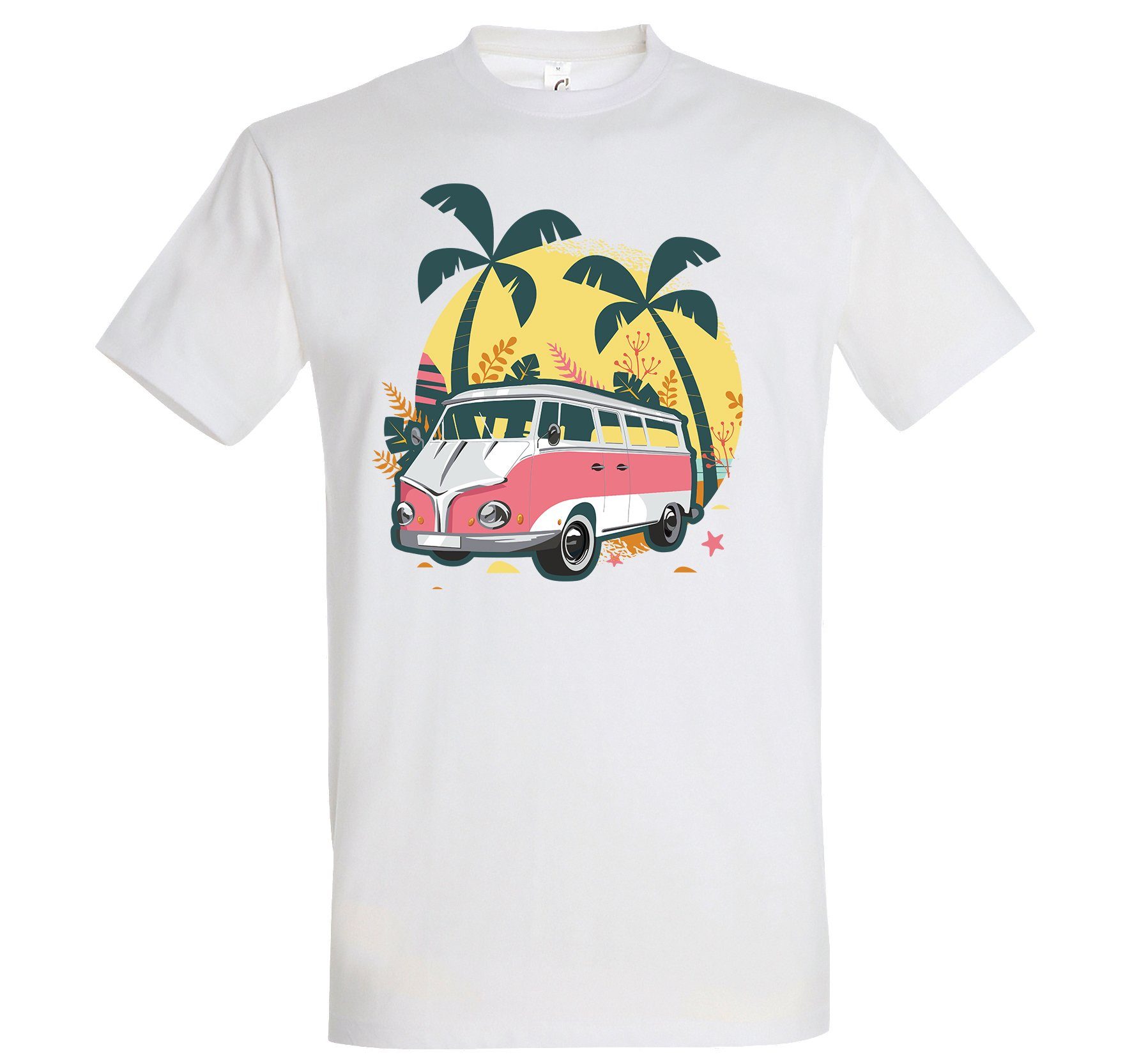 Youth Designz T-Shirt Camping Van Urlaub Herren Shirt mit modischem Frontprint Weiß