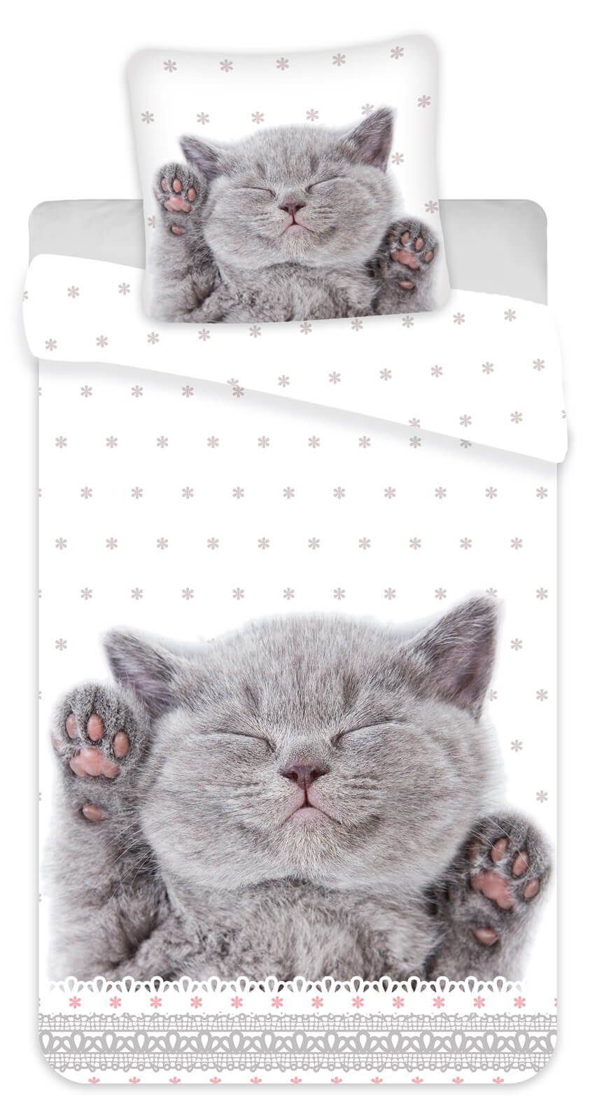 Bettwäsche Katze - Bettwäsche-Set mit Katzenbaby-Motiv, 135x200 & 80x80,  TOP!, Baumwolle, 100% Baumwolle, GESCHENKIDEE - ideales Geschenk für  Kinder, Jugendliche und Erwachsene