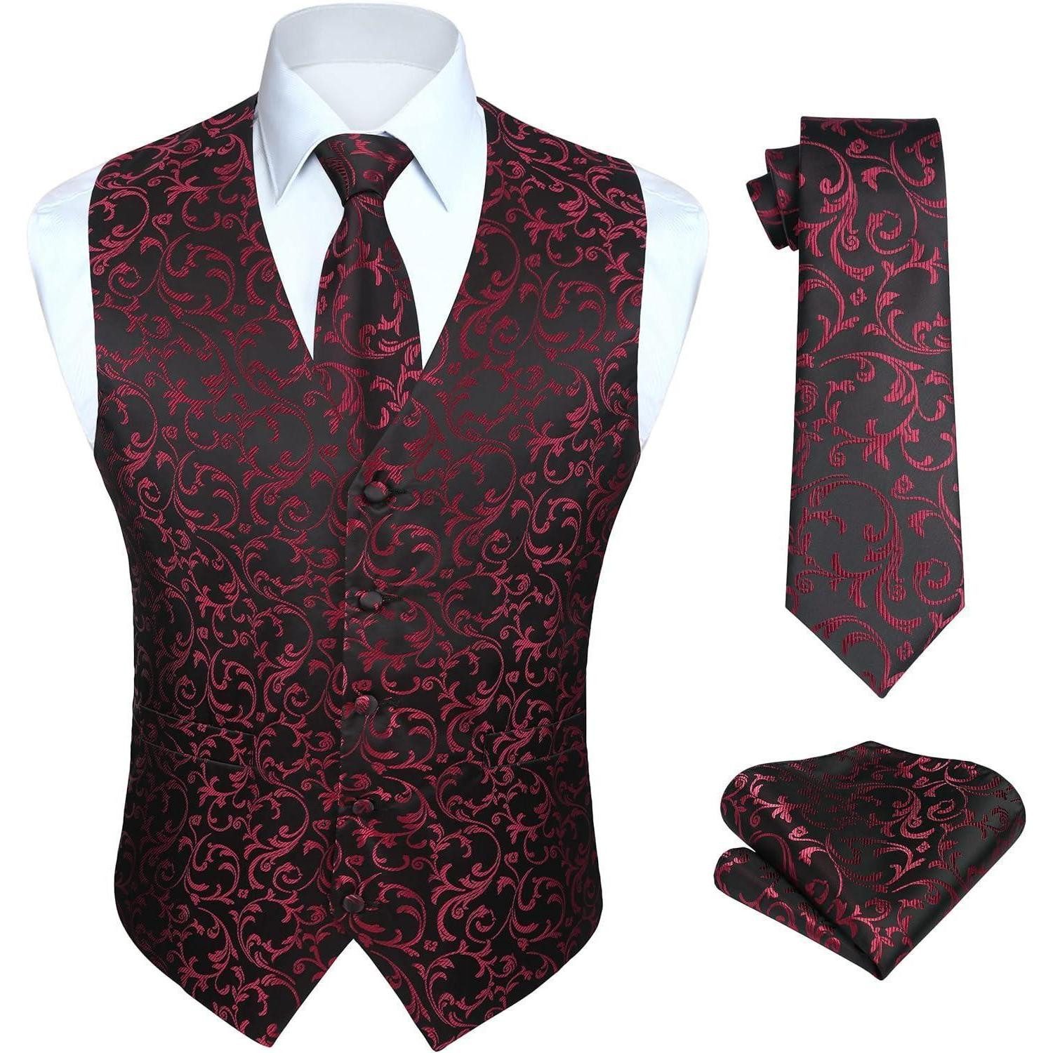 LuxusKollektion Krawatte Weste Herren Hochzeit Krawatte Einstecktuch XXL Sc günstig online kaufen