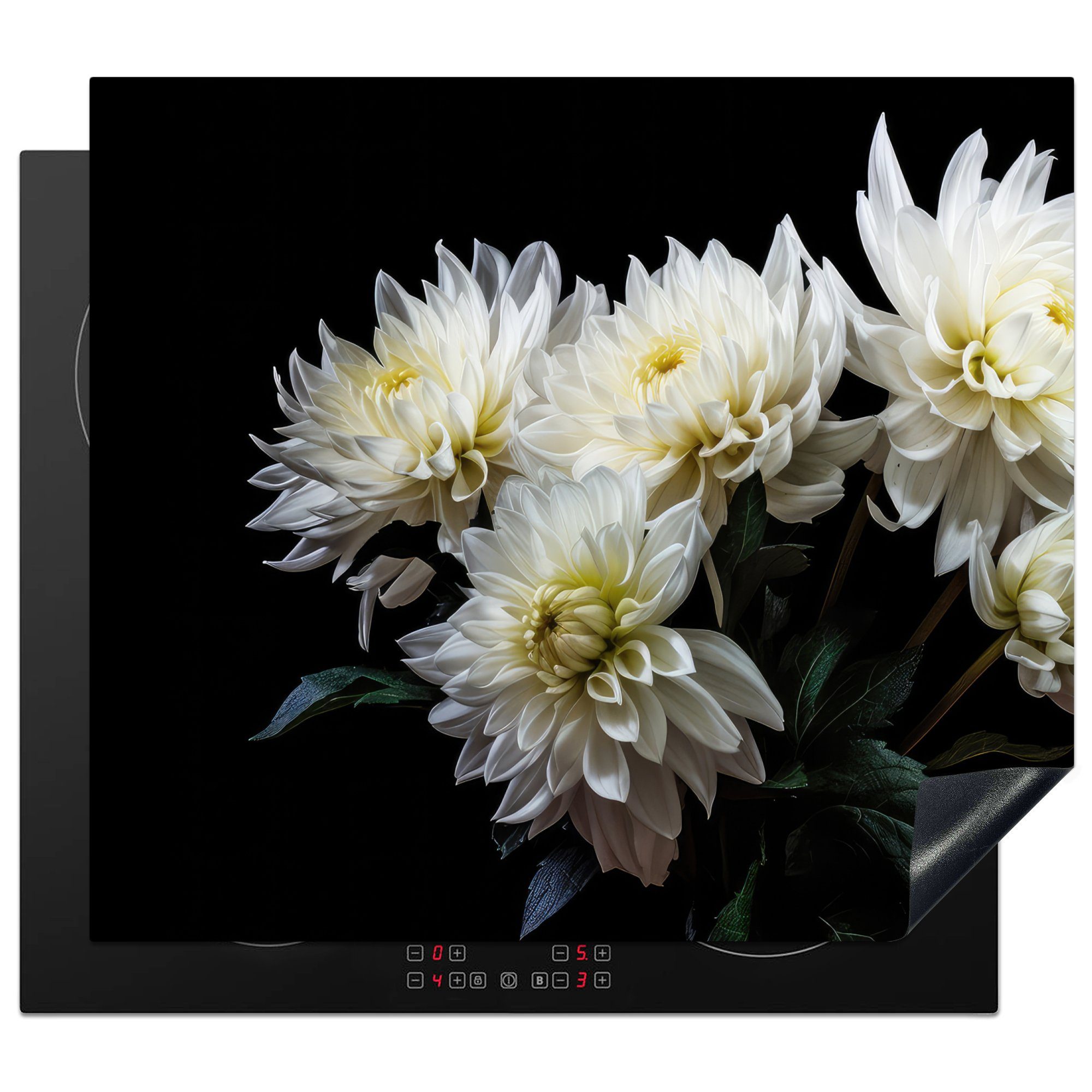 Arbeitsfläche cm, Mobile MuchoWow Blumen Chrysantheme Ceranfeldabdeckung Vinyl, - - - (1 Herdblende-/Abdeckplatte Weiß nutzbar, Natur - Botanisch, 60x52 tlg),