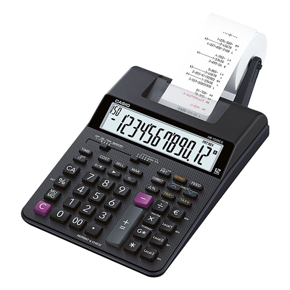 CASIO Taschenrechner HR-150RCE, 2-Farbdruck Druckfunktion/ mit