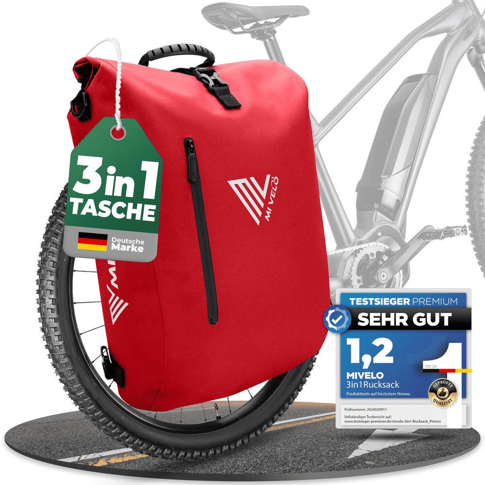 MIVELO Fahrradtasche 3in1 Gepäckträgertasche, Rucksack für Fahrrad Gepäckträger wasserdicht, 20L Volumen