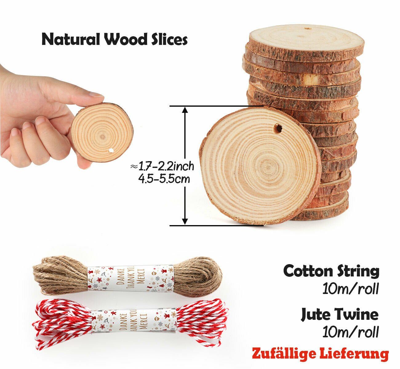 30x Wood Holzscheiben Baumscheiben Astscheiben 5-6 cm rund Hochzeit Bastel Deko 