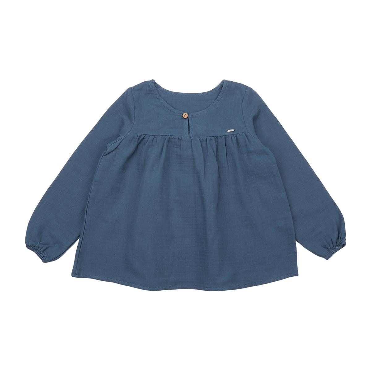 Blusenshirt Bio-Baumwoll Bluse in Dunkelblau für Kinder