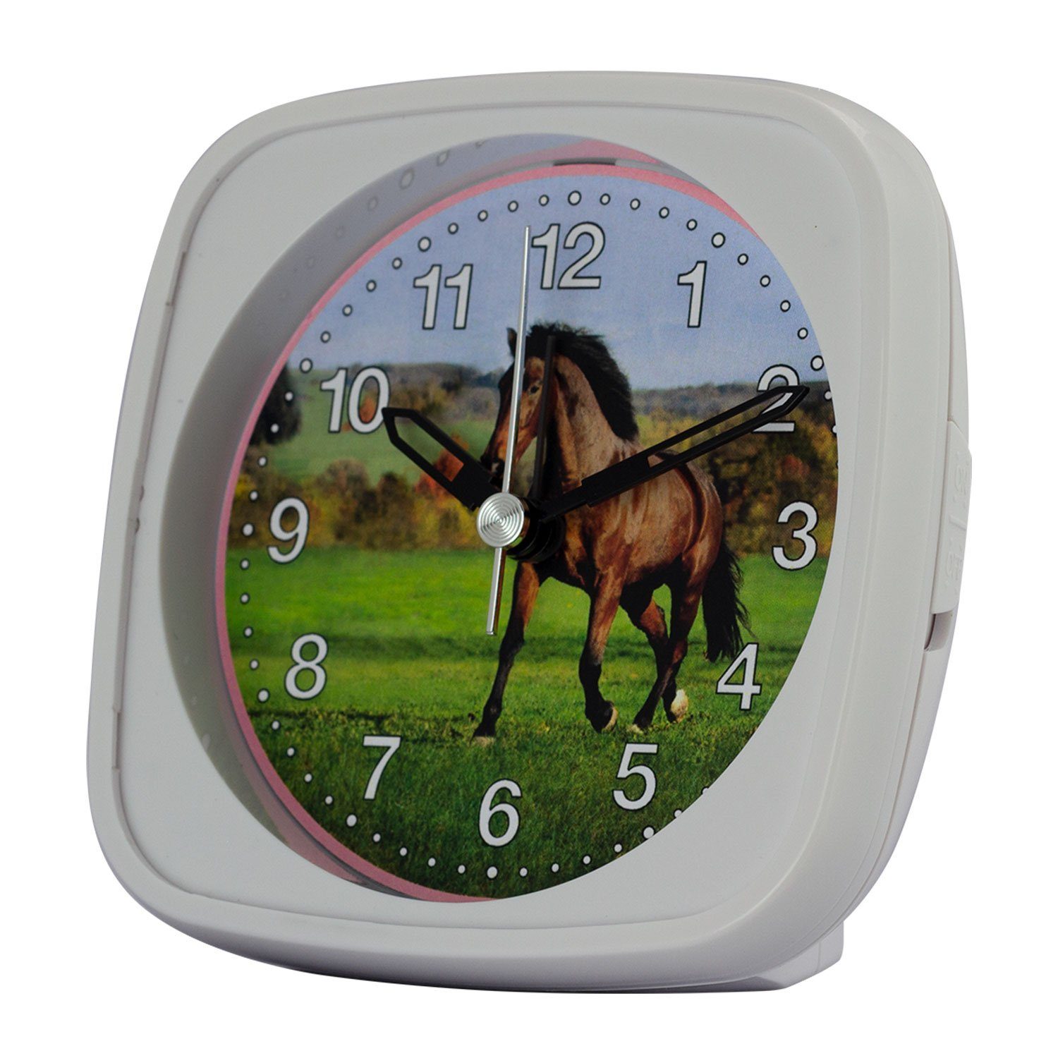 EUROTIME Wanduhr Kinderquarzwecker Pferd, schleichende Sekunde – Bild 2 von 3