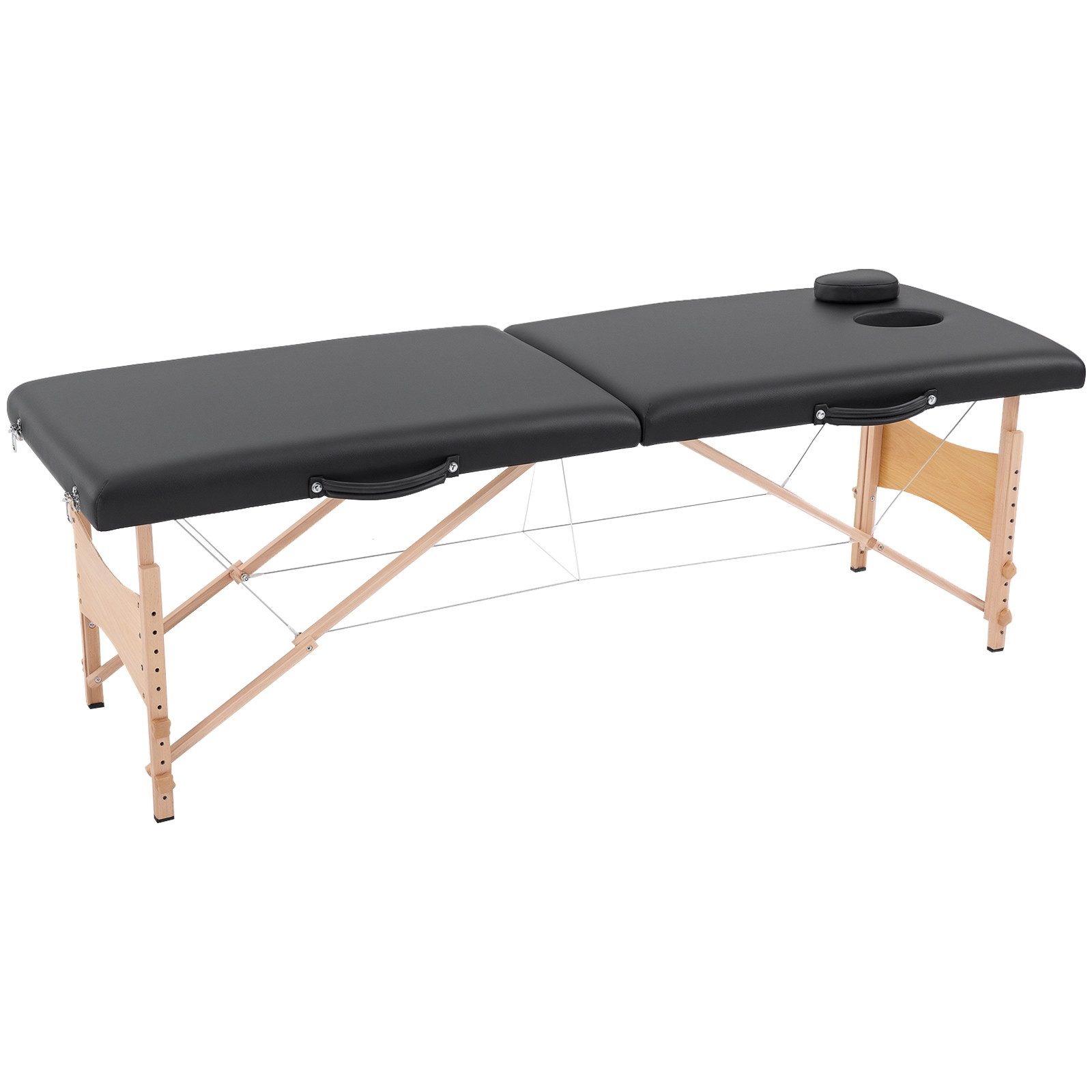 HOMCOM Massageliege Mobiler Massagetisch (Set, 1-St., Massagebett), Schwarz 186 x 60 x 58-81 cm
