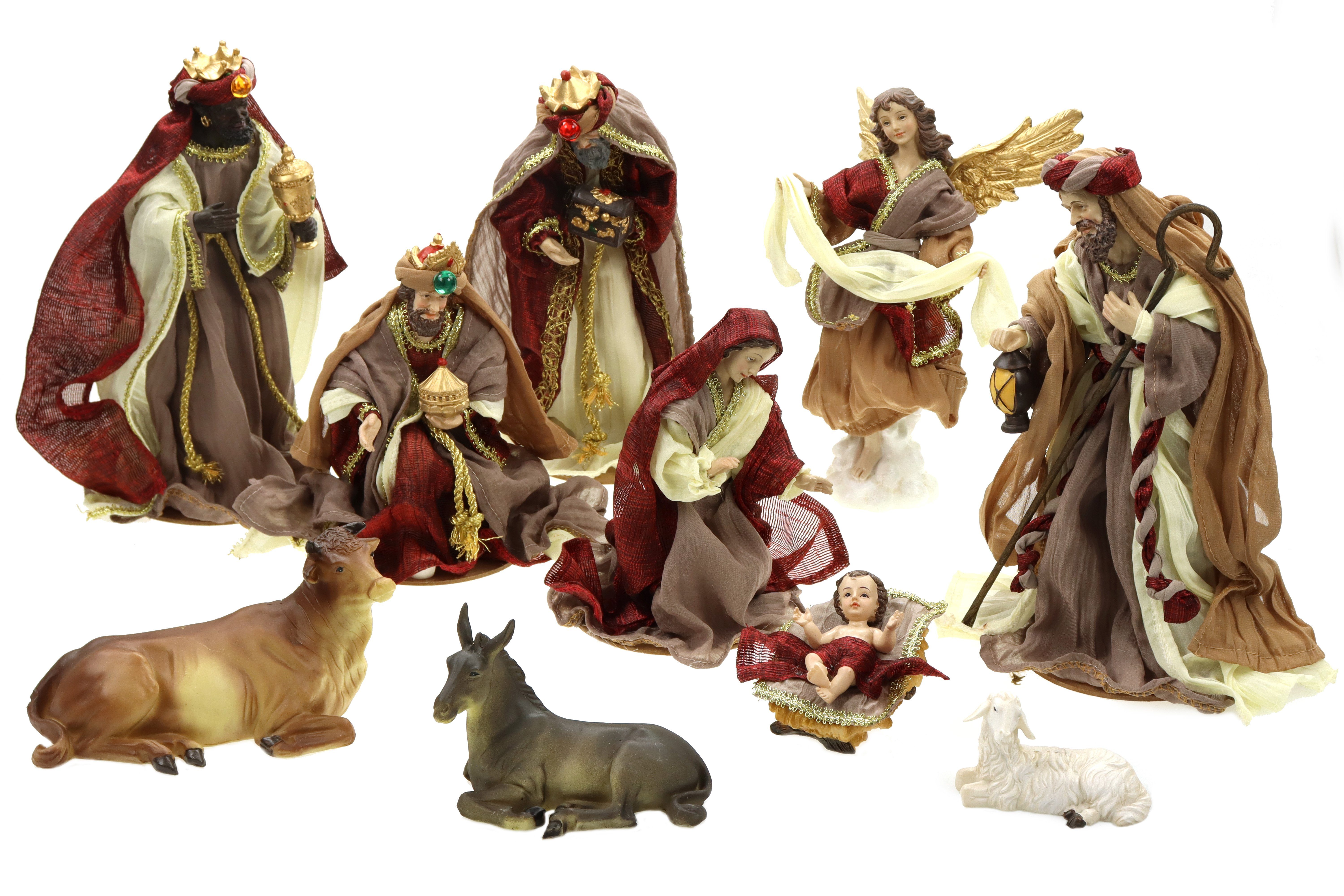 ELLUG Krippenfigur Krippenfiguren Set mit Kleidern, 10-teilig, heilige Familie & heilige drei Könige, bis 27cm Höhe (10 St)