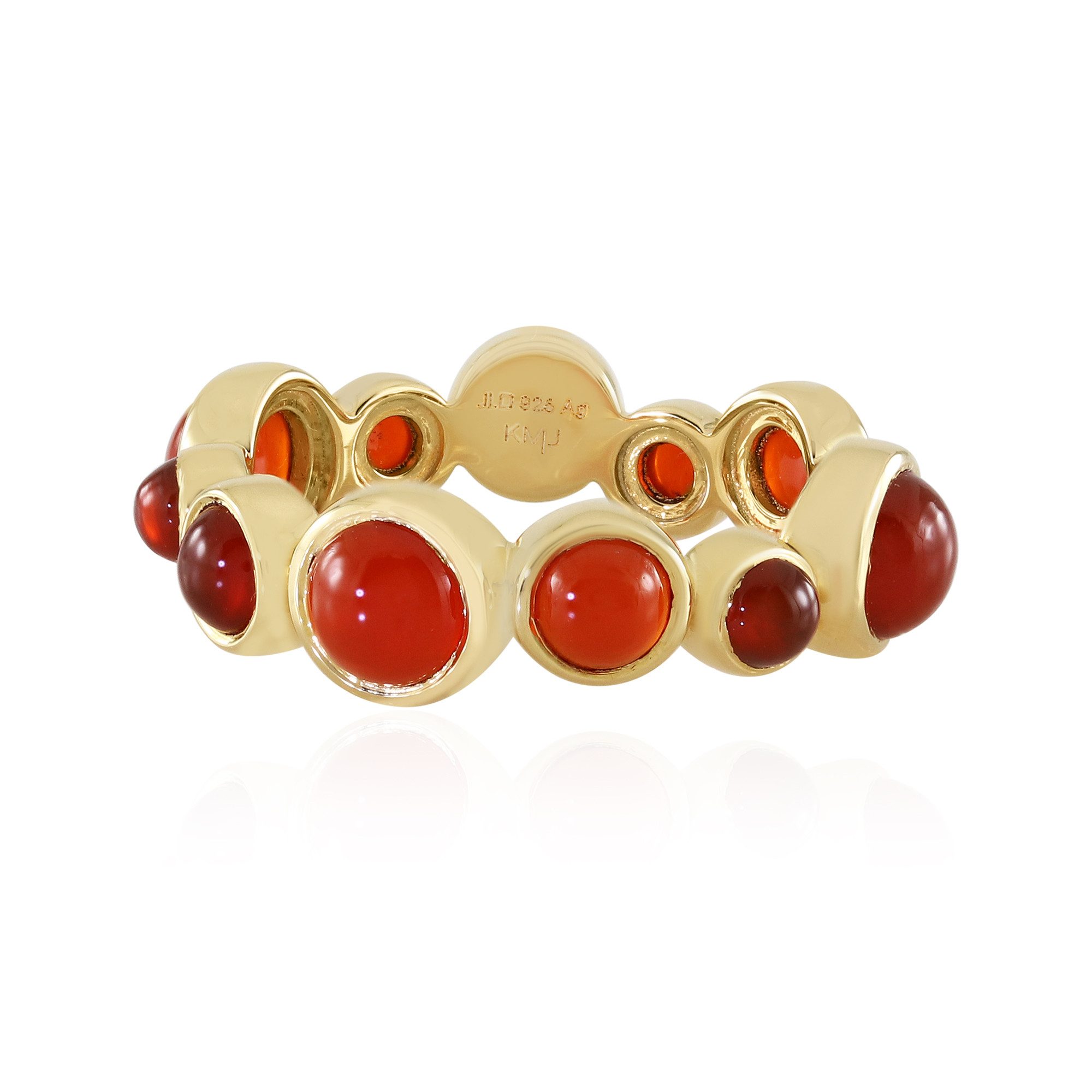 Cavill Silberring Cavill Ring aus 925 Sterlingsilber, 3,375 ct Karneol, vergoldet, rot (1-tlg)