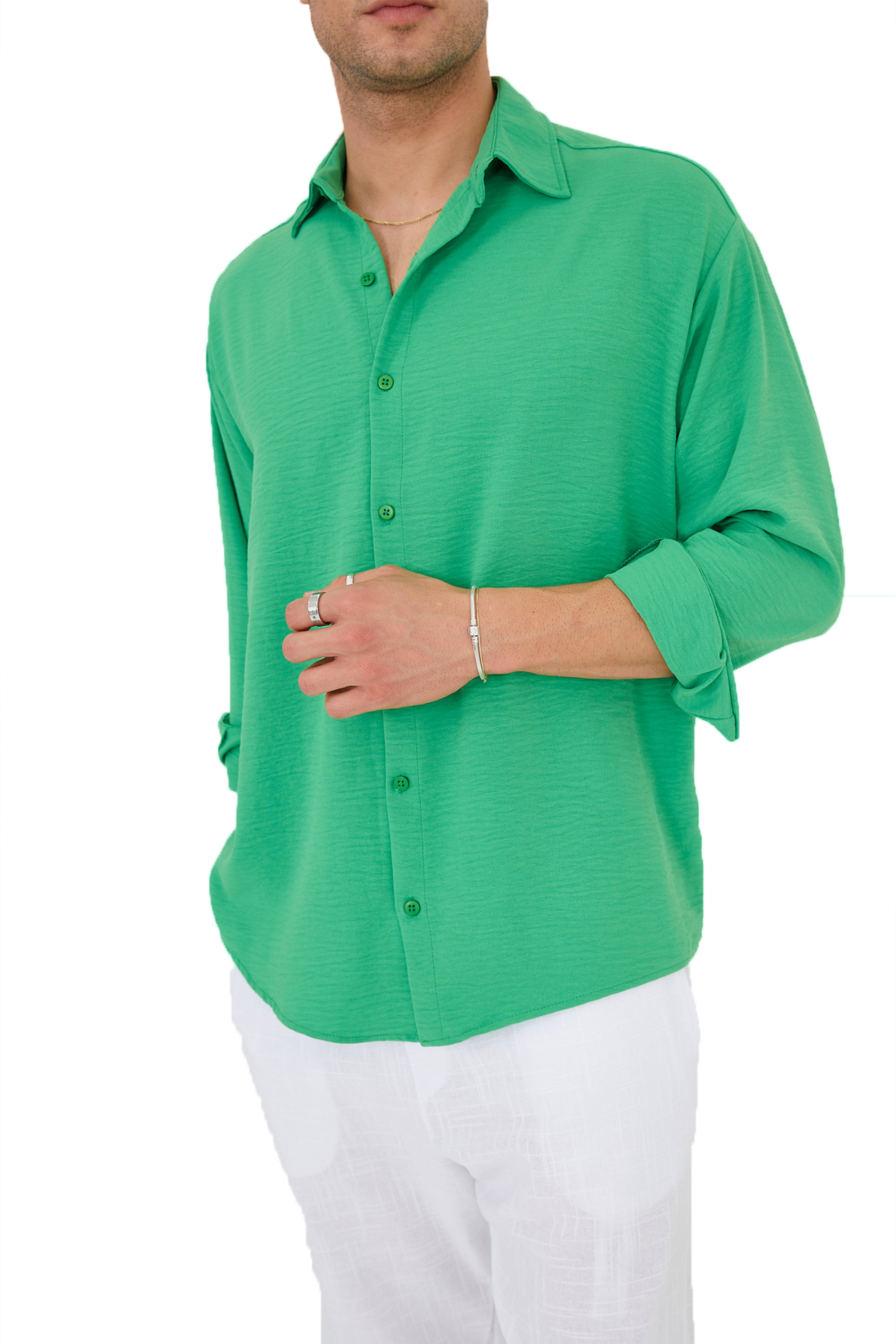 Langarmhemd Megaman Herren Freizeit-Hemd Stretch Langarm Hemden