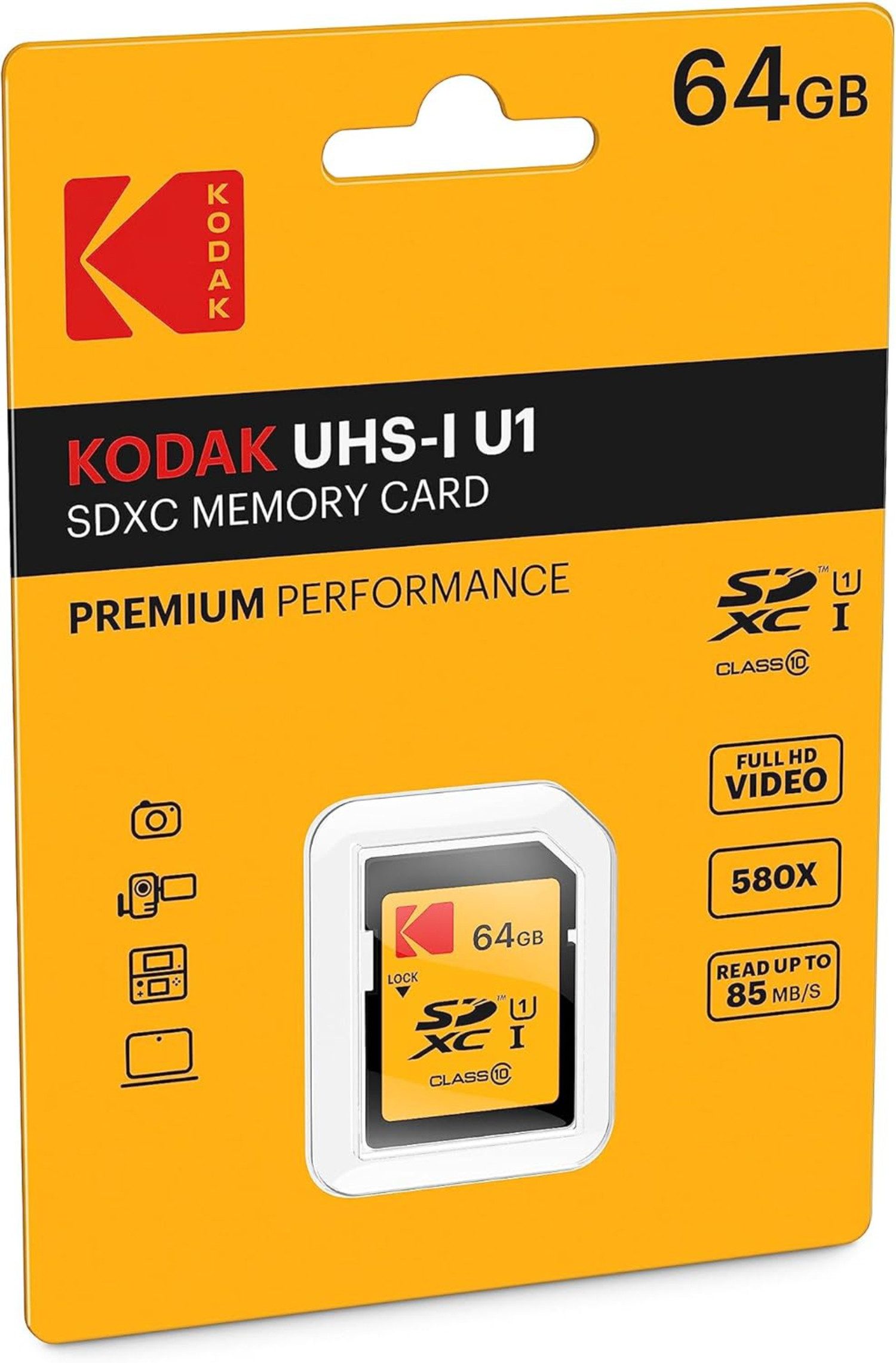 Kodak Kodak SD-Karte Speicherkarte 64 GB Premium Performance Speicherkarte (64 GB SD-Karte GB)