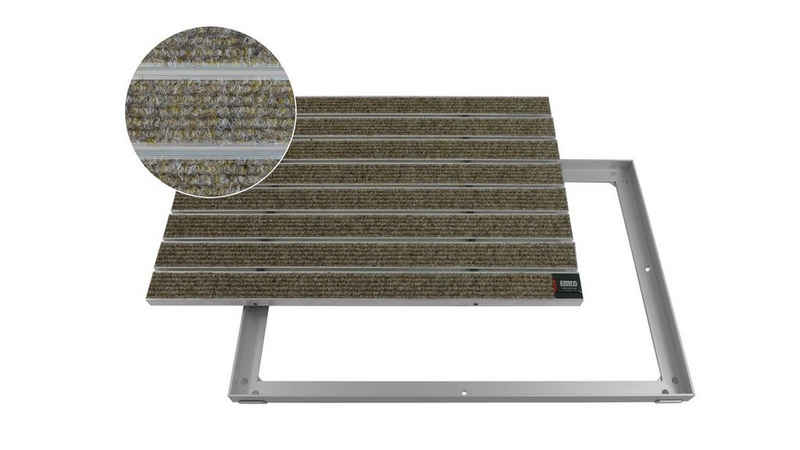 Fußmatte Emco Eingangsmatte DIPLOMAT + Rahmen 15mm Aluminium, Large Rips Sand, Emco, rechteckig, Höhe: 15 mm, Größe: 1000x500 mm, für Innen- und überdachten Außenbereich