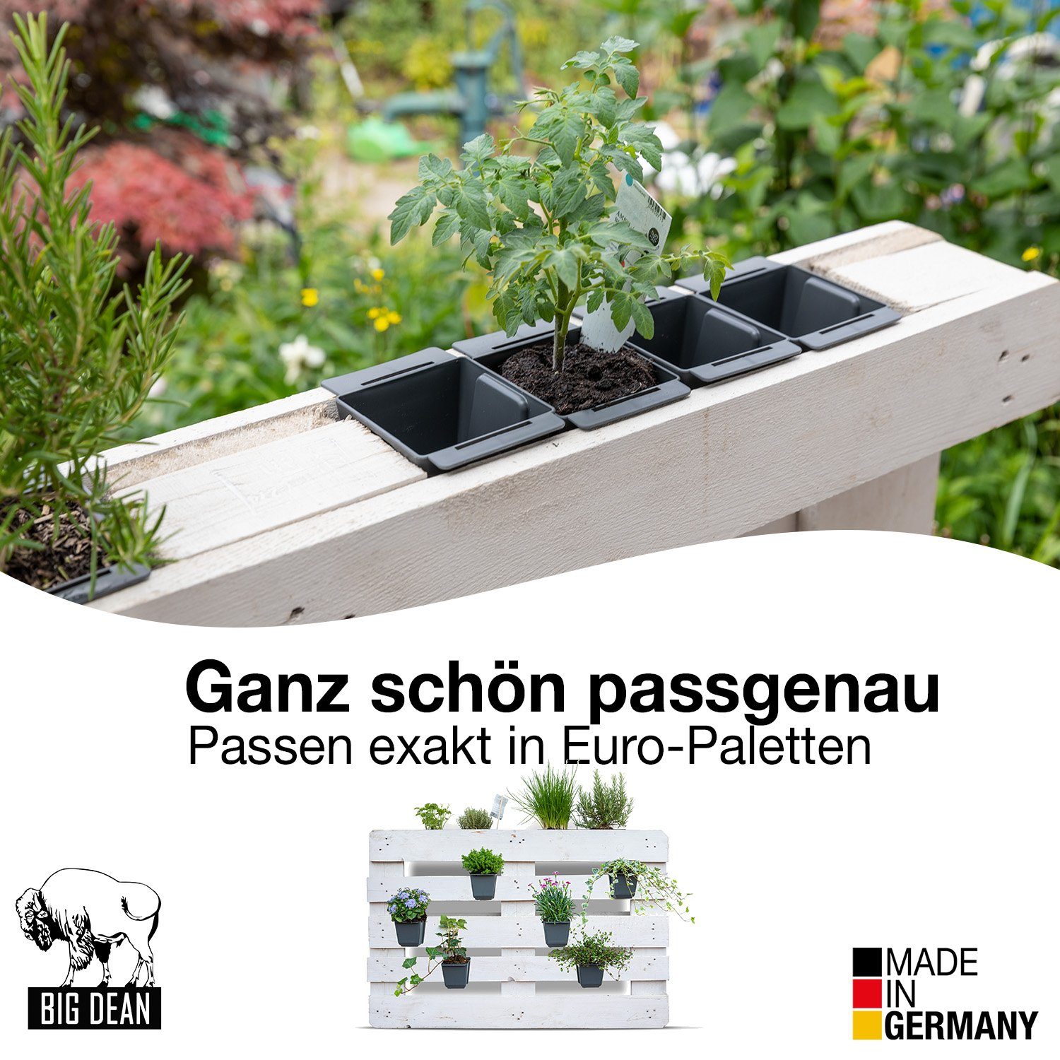 BigDean Blumenkasten Europaletten Beton St) Pflanzkasten Blumentopf (2 grau zum Einhängen 10cm