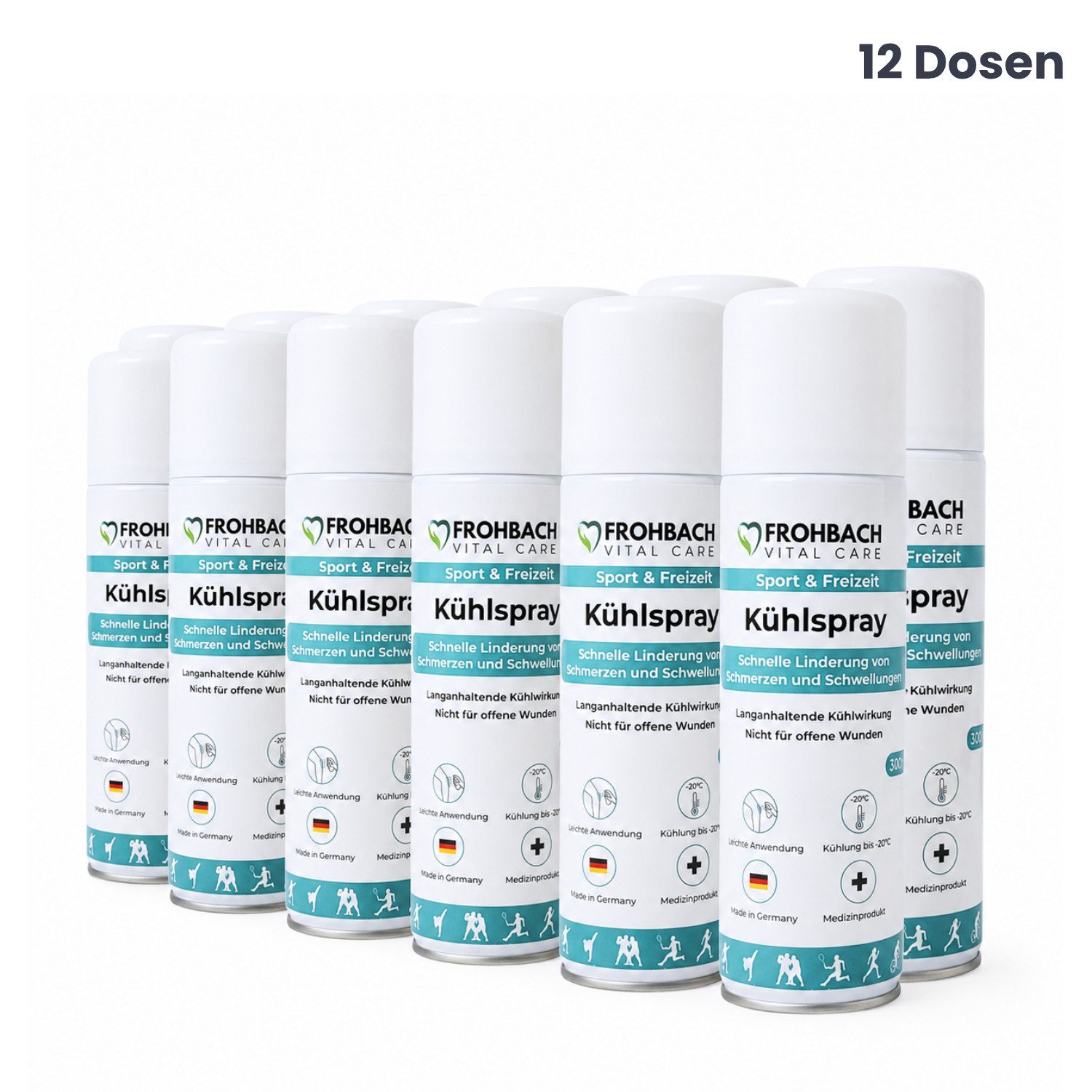 Frohbach Kühlpad Frohbach - Kühlspray zur schnellen Linderung von Schmerzen, 12-tlg.