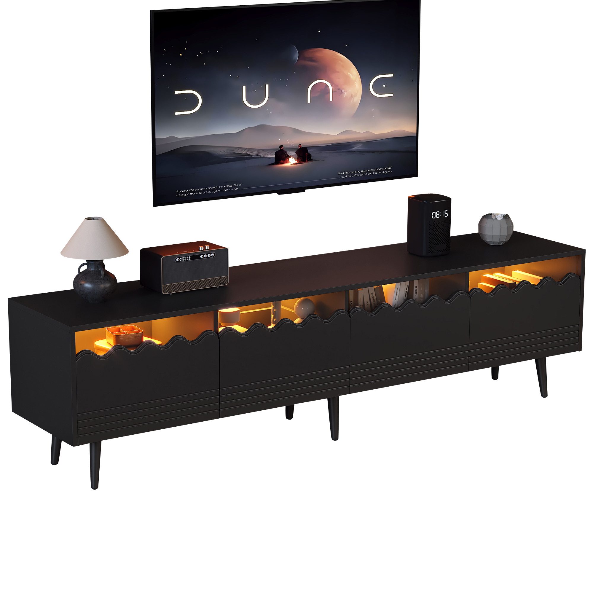 OKWISH Lowboard bis zu 75 Zoll (Wohnzimmermöbel, Fernsehtisch, 1 St., mit 2 günstig online kaufen