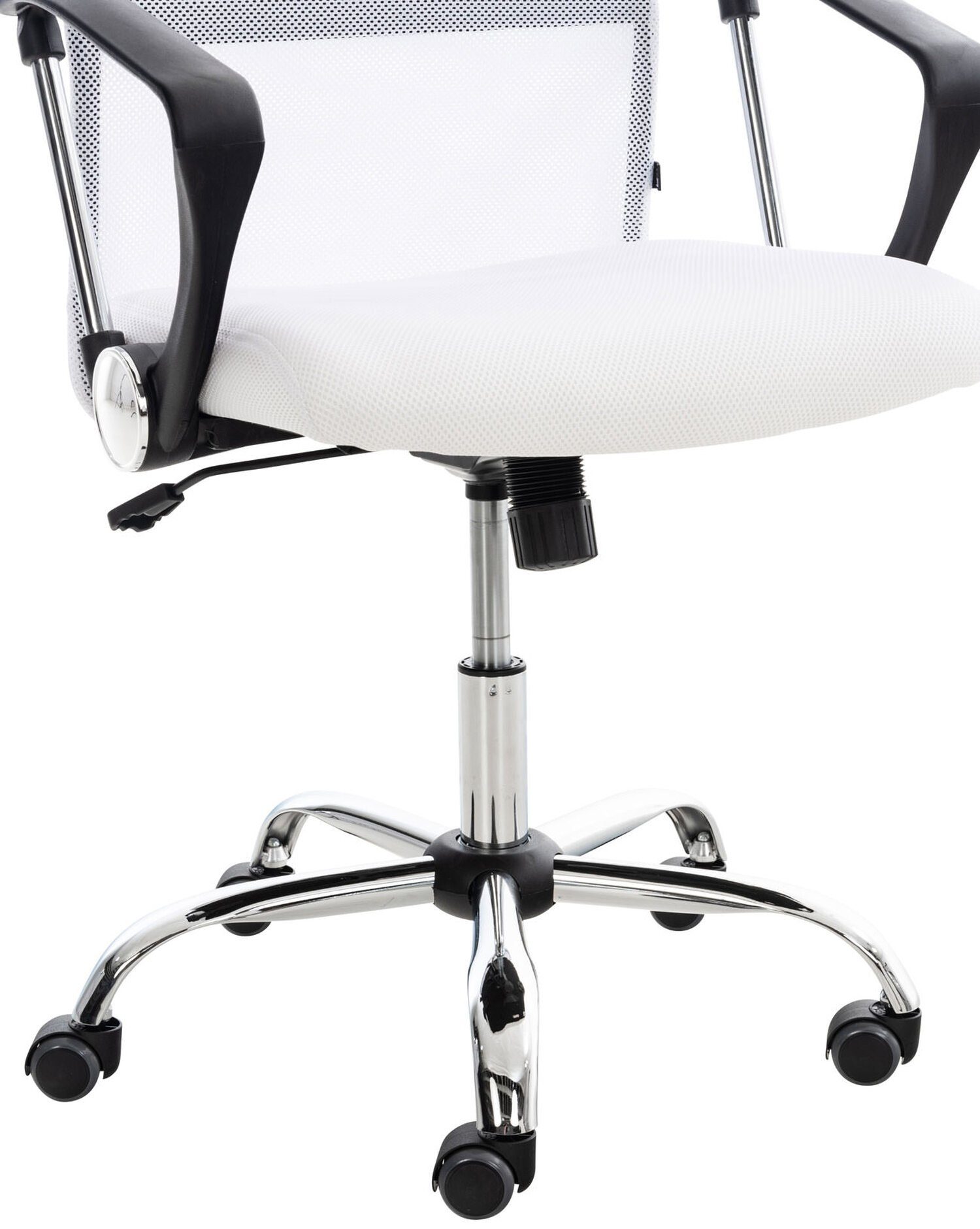 Sitz: Gestell: TPFLiving Chefsessel, bequeme 360° Netzbezug Bürostuhl - Bürostuhl Metall chrom drehbar Drehstuhl, Rückenlehne Waterloo - Two - höhenverstellbar (Schreibtischstuhl, XXL), weiß -