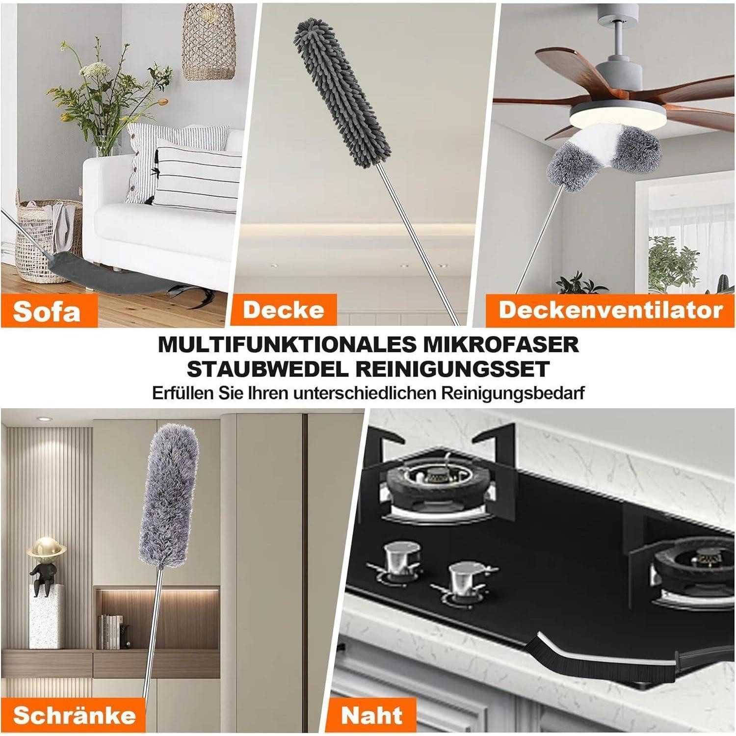 LuxusKollektion Staubwedel Staubwedel Teleskop lang 9tlg Set bis 2,54m ausziehbar waschbar Magnet (1-St) – Bild 4 von 5